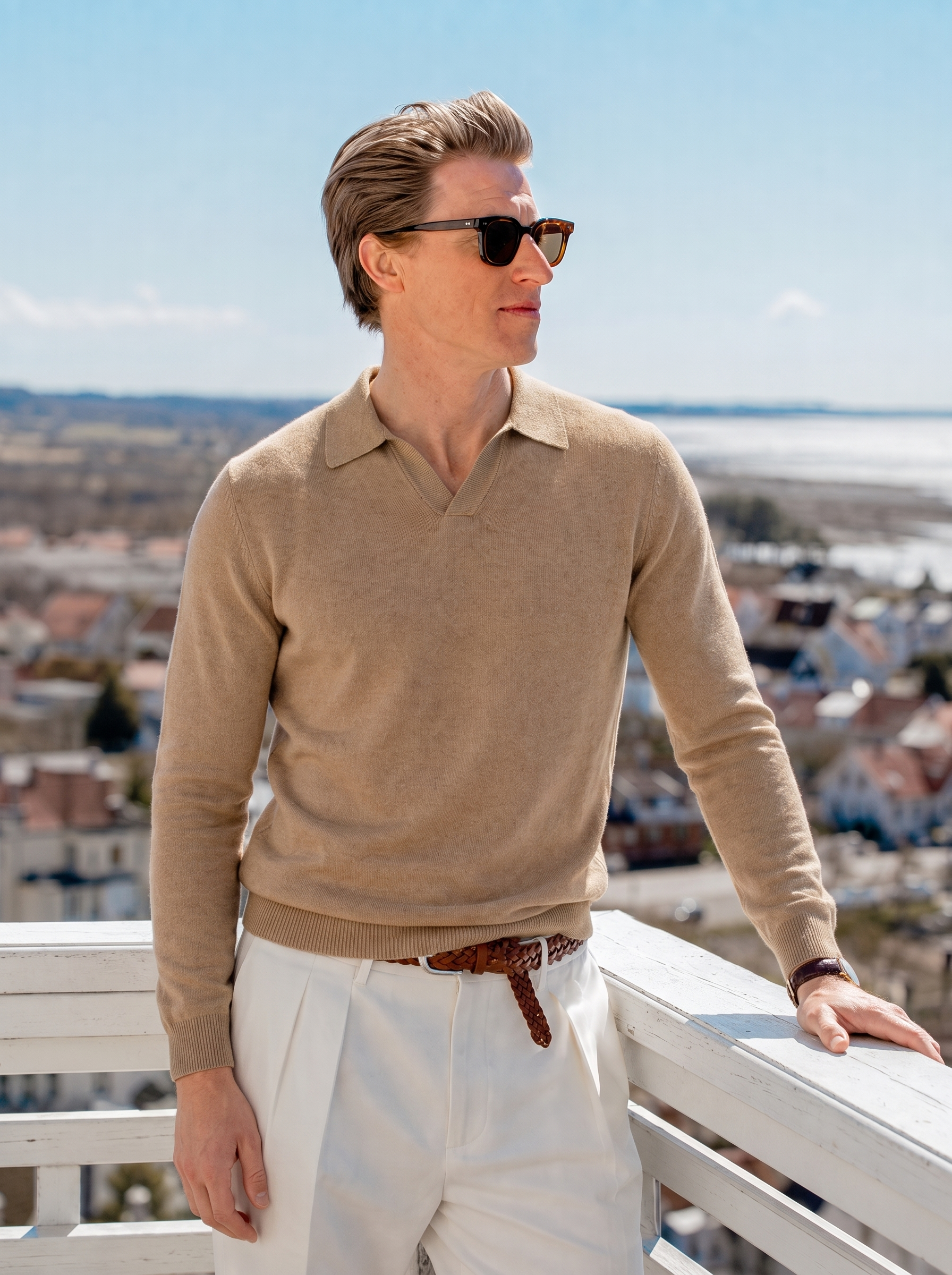 Pre-Order | Men's 100% Cashmere Collared Knit Sweater Classic Ribbed Pullover (10-14 Business Days)