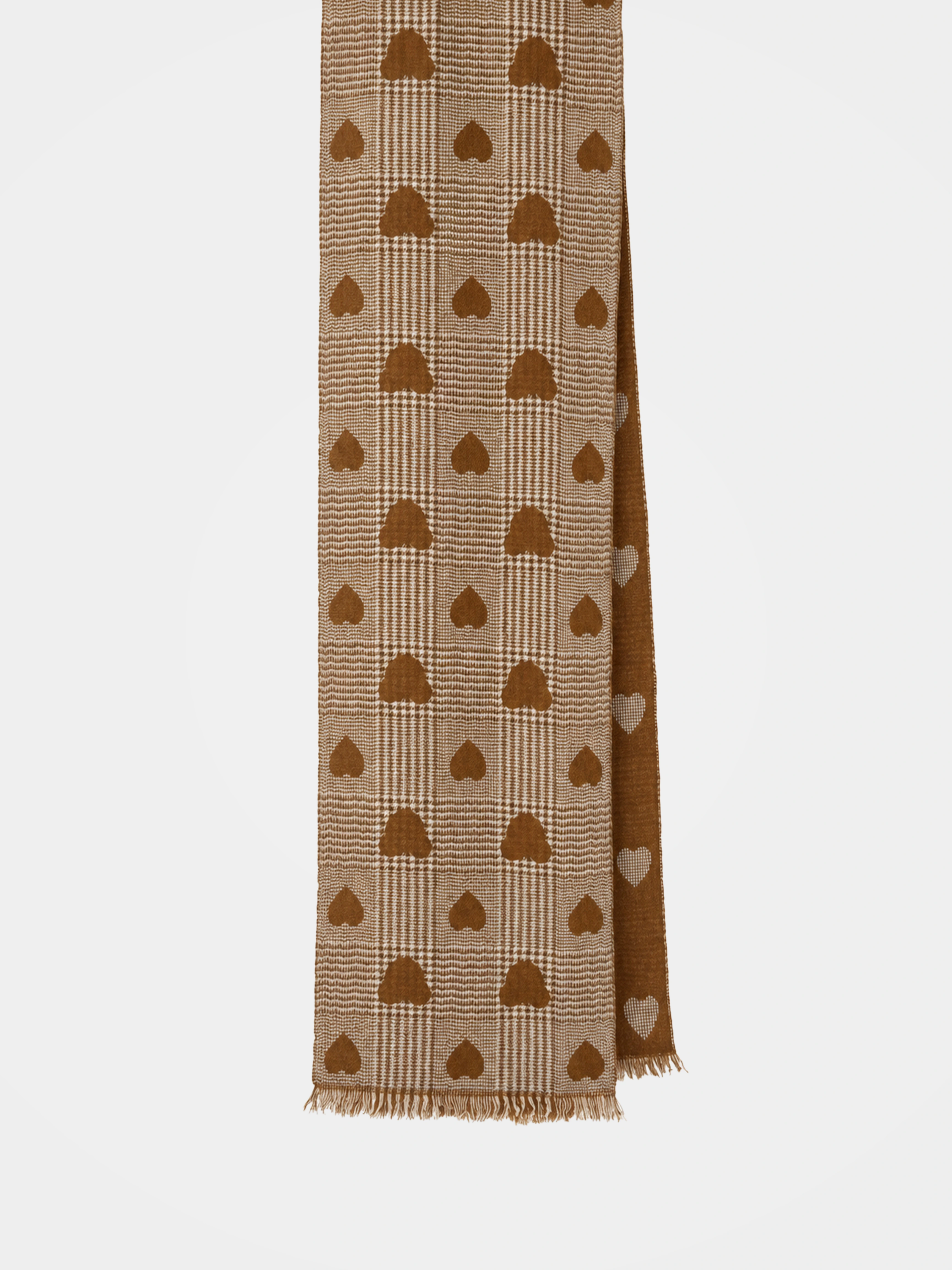 100% Cashmere Textured Heart Tassel Long Scarf