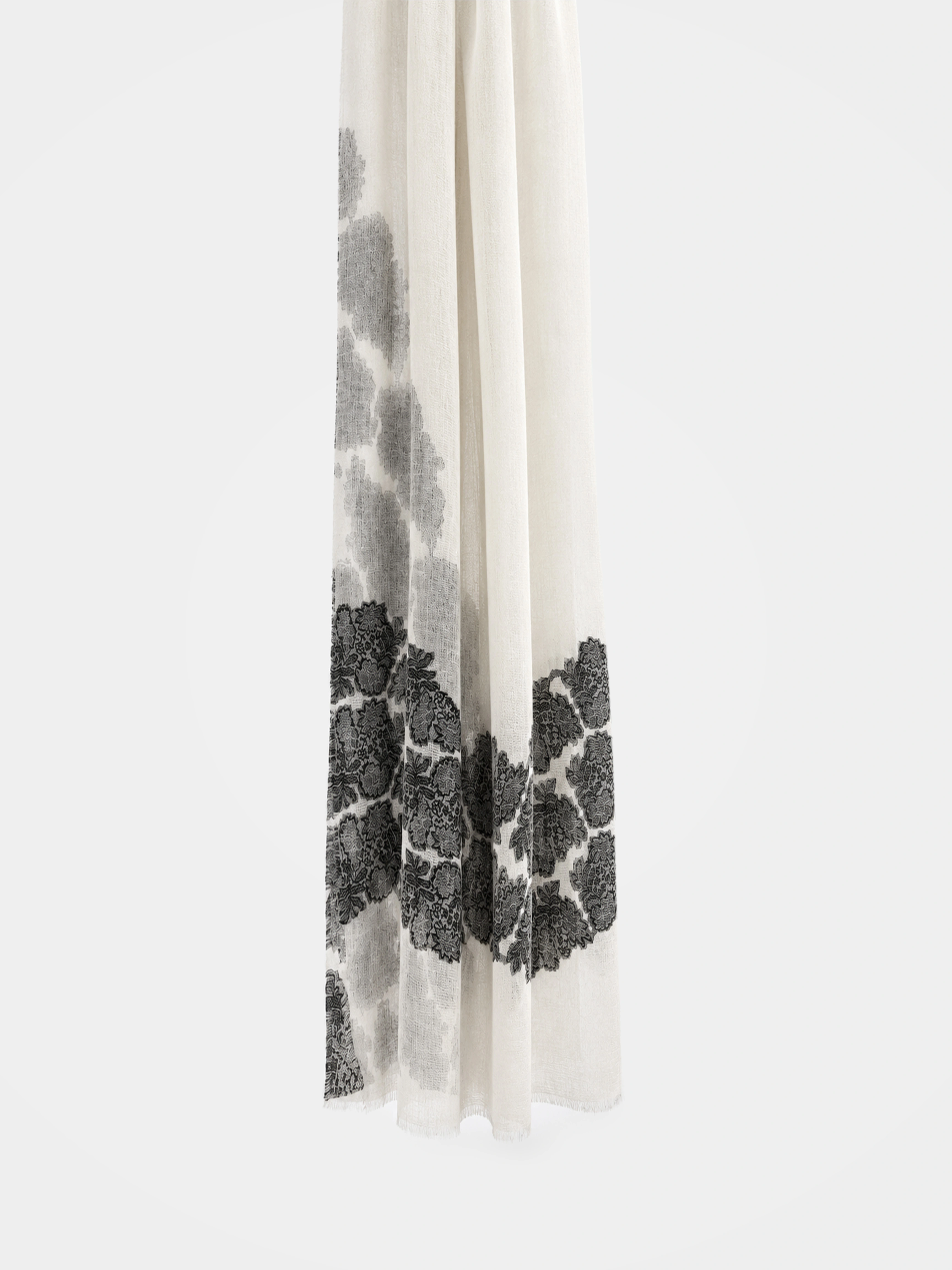 100% Cashmere Textured Lace Floral Long Scarf for Women, Soft Luxury Lightweight Winter Wrap