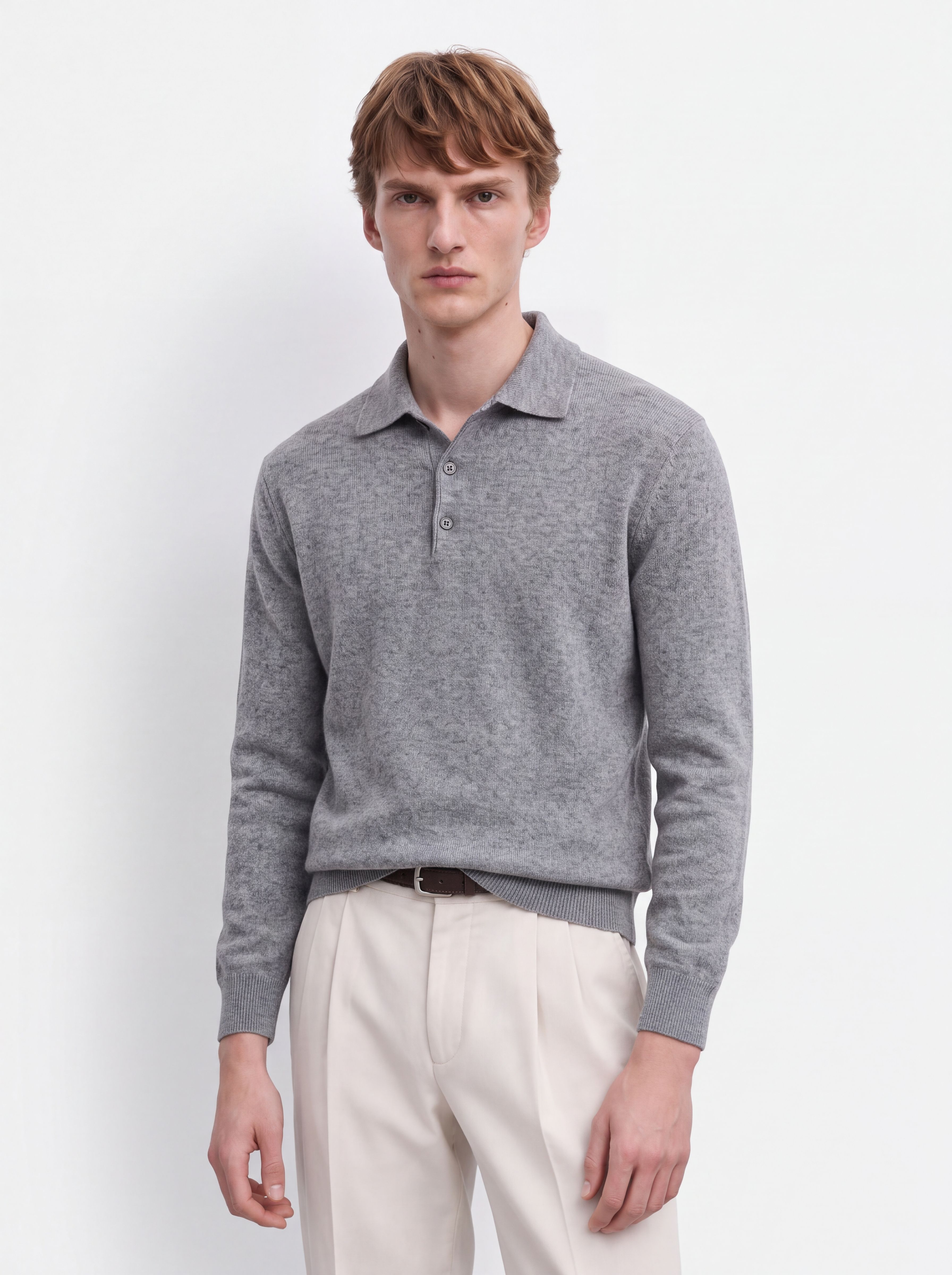 Men's 100% Cashmere Polo Collar Knit Sweater