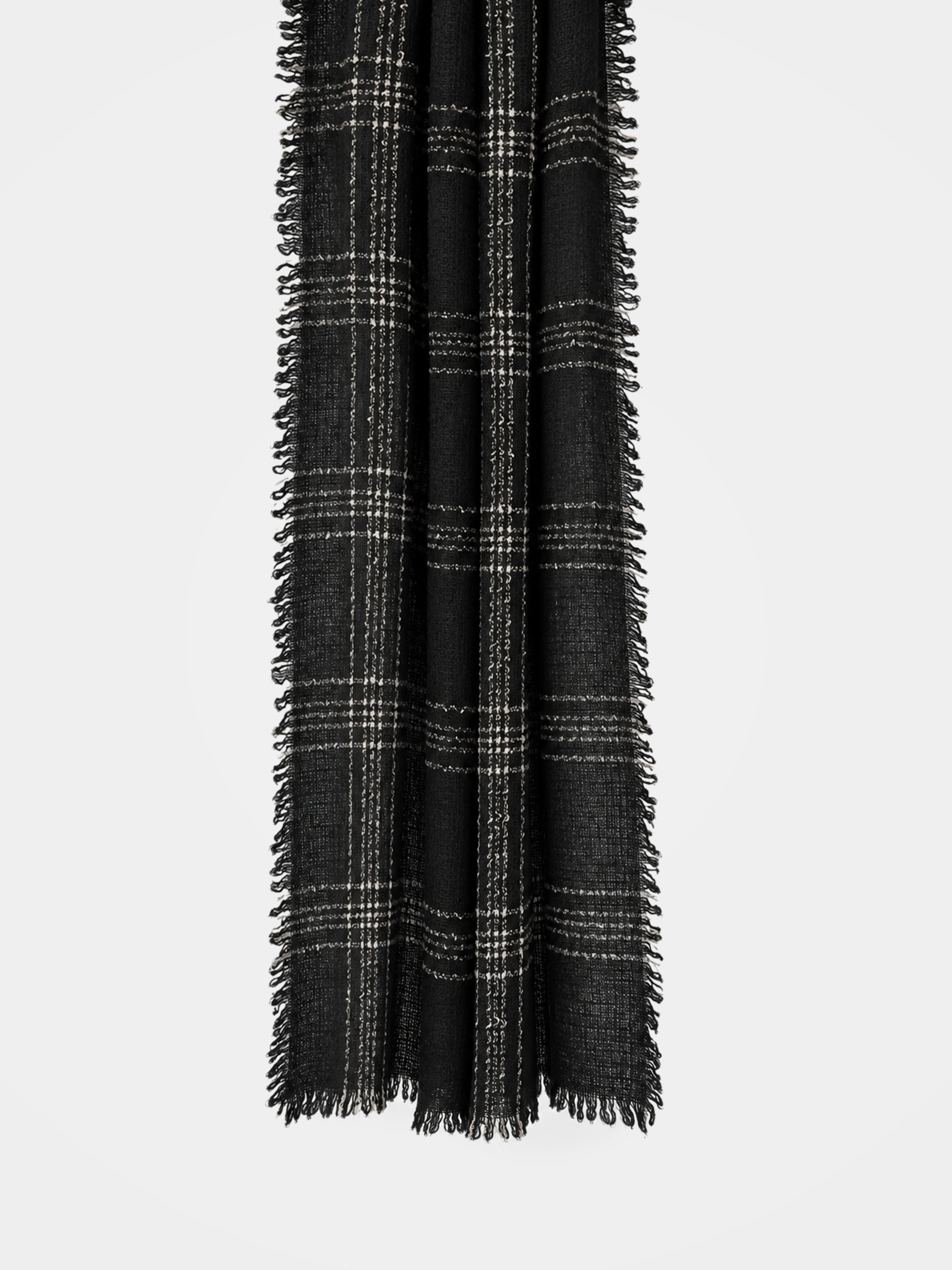 100% Cashmere Textured Floral Tassel Long Scarf for Women - Elegant Soft Luxury Winter Wrap