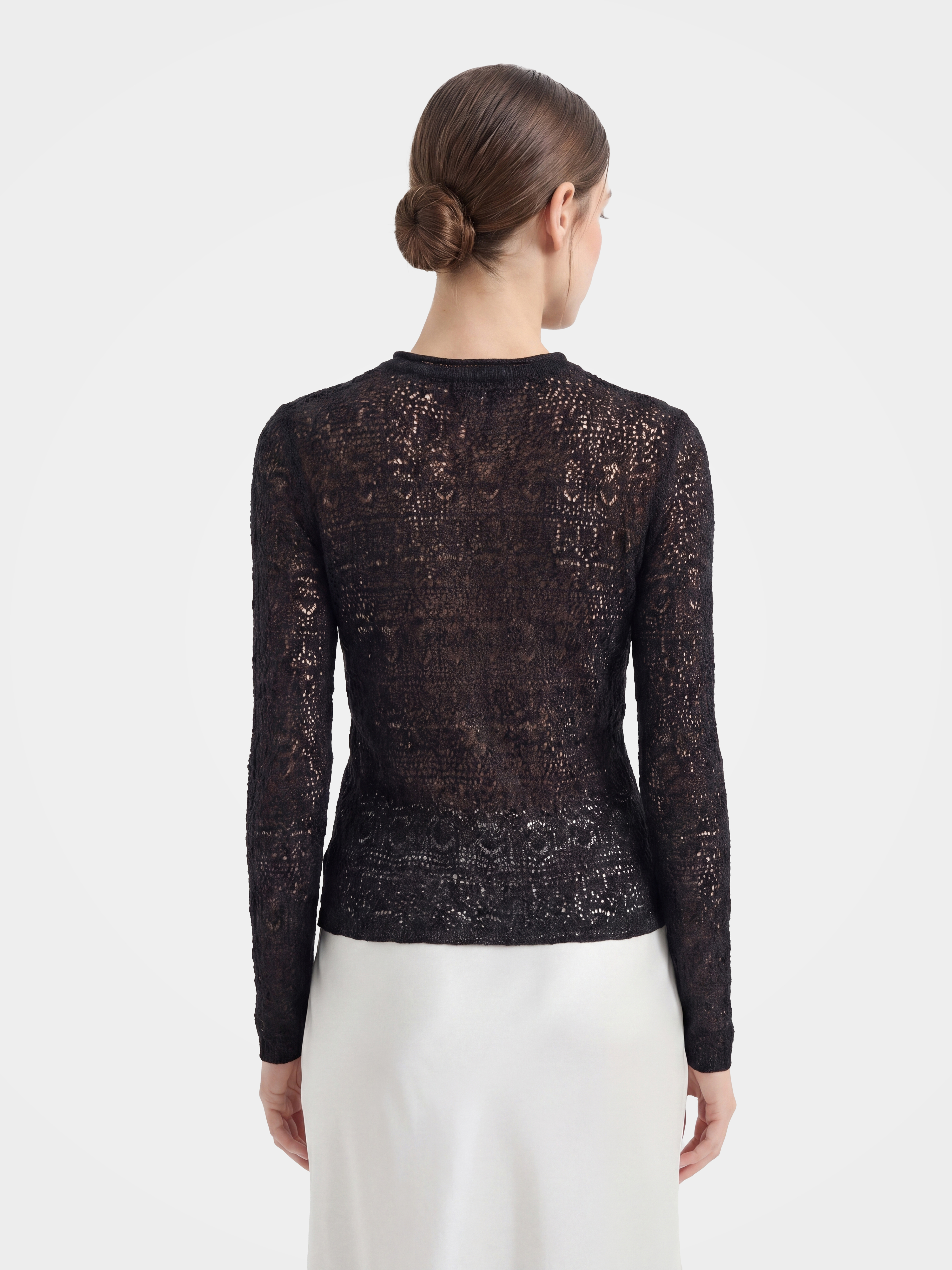 Lightweight Wool Blend Textured Long Sleeve Pullover
