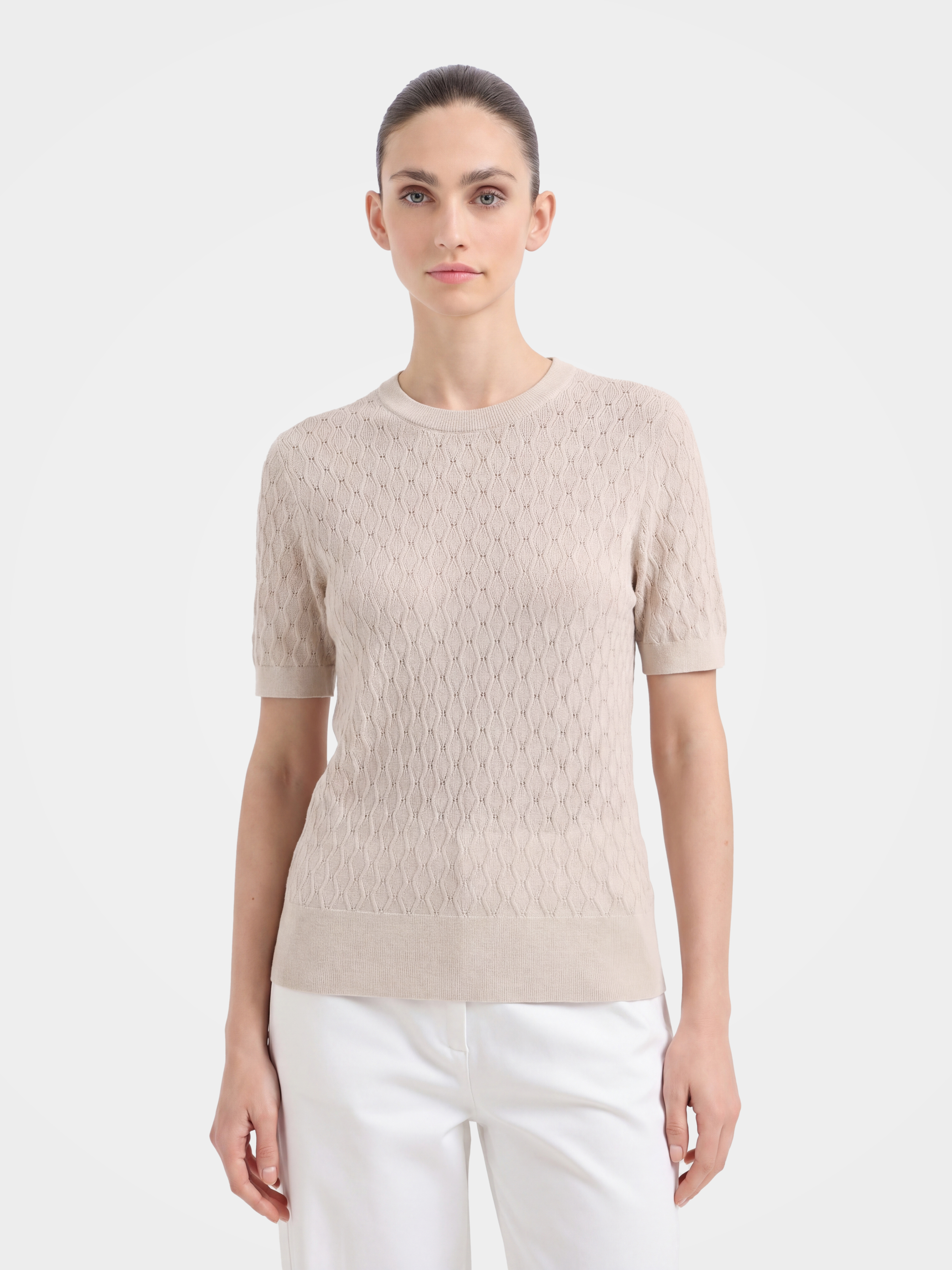 Lightweigh Tencel Silk Blend Textured Knit Pullover