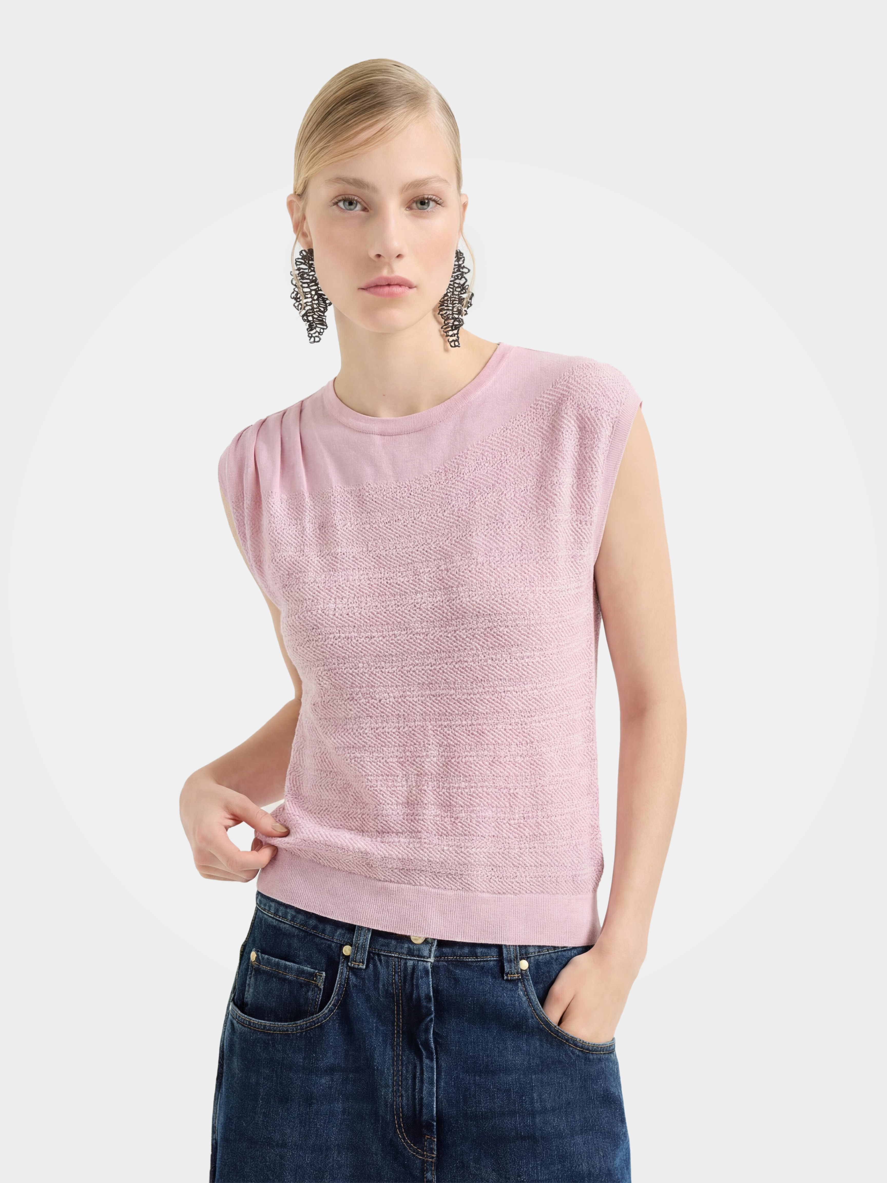 Cooling Tencel Blend Textured Sleeveless Knit Top