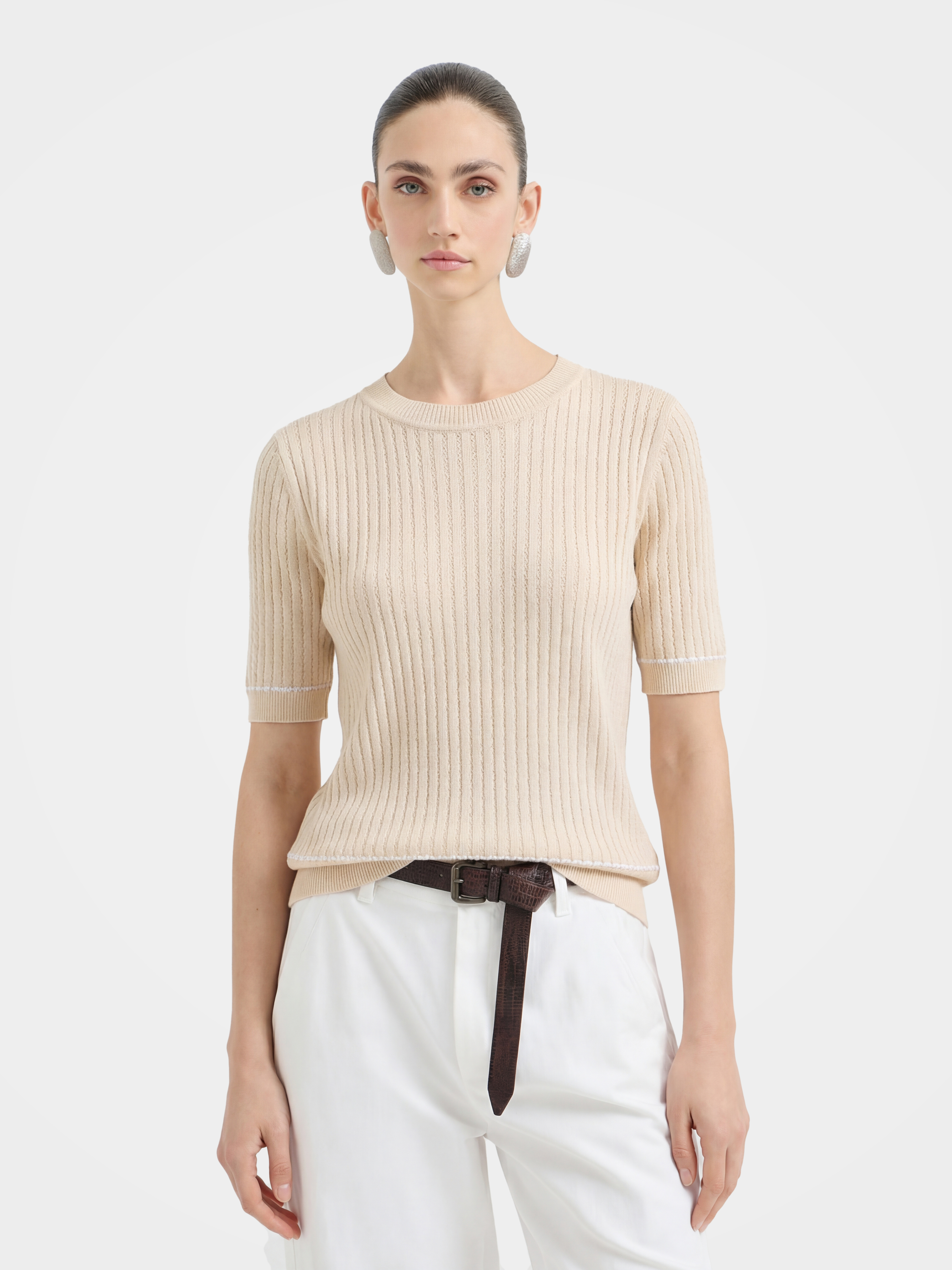 Breathable Cotton Ribbed Knit Summer Top