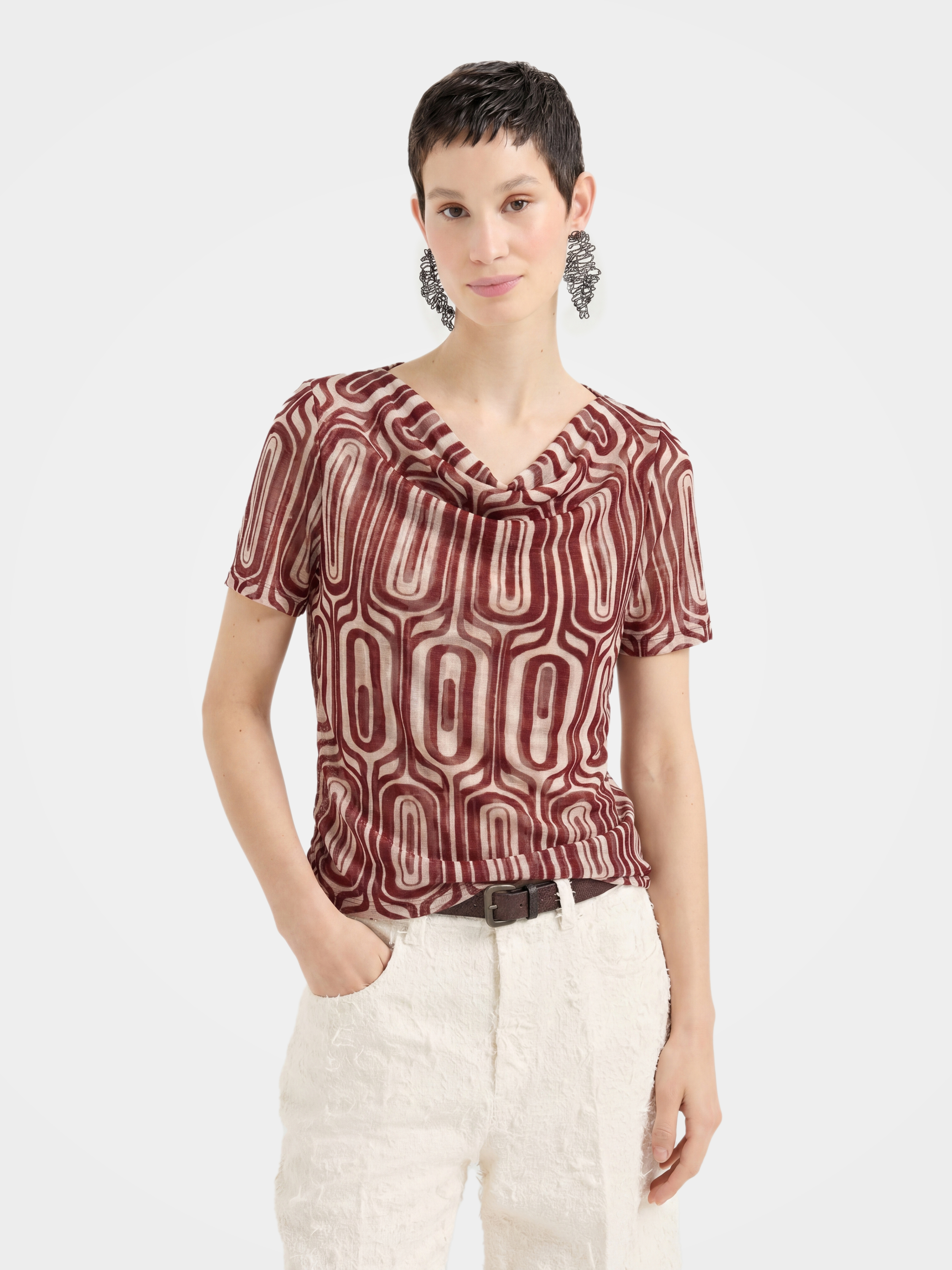 Beige Tencel Short Sleeve Knit Sweater | Soft Breathable Top