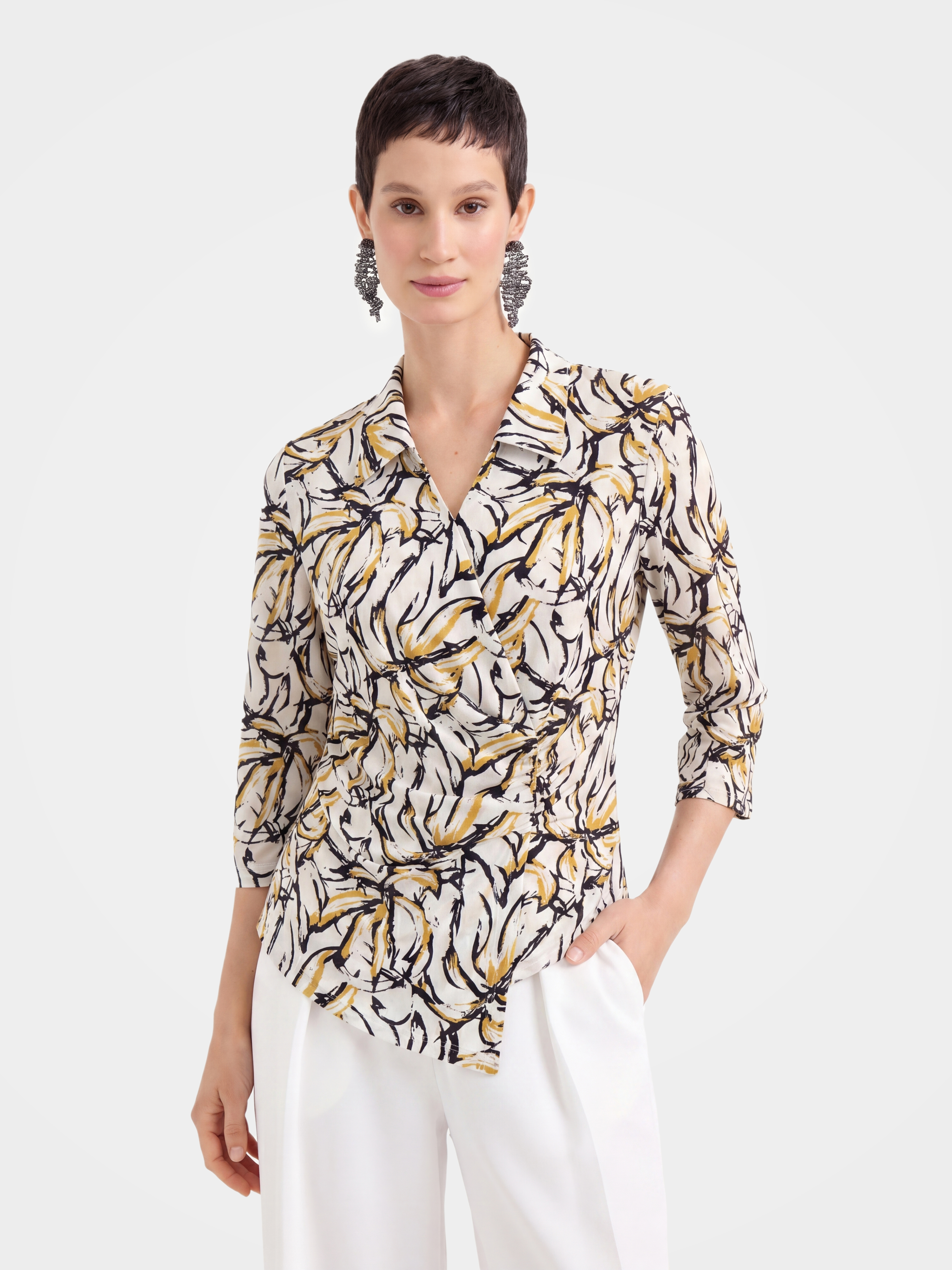Lightweight Printed Lapel Blouse