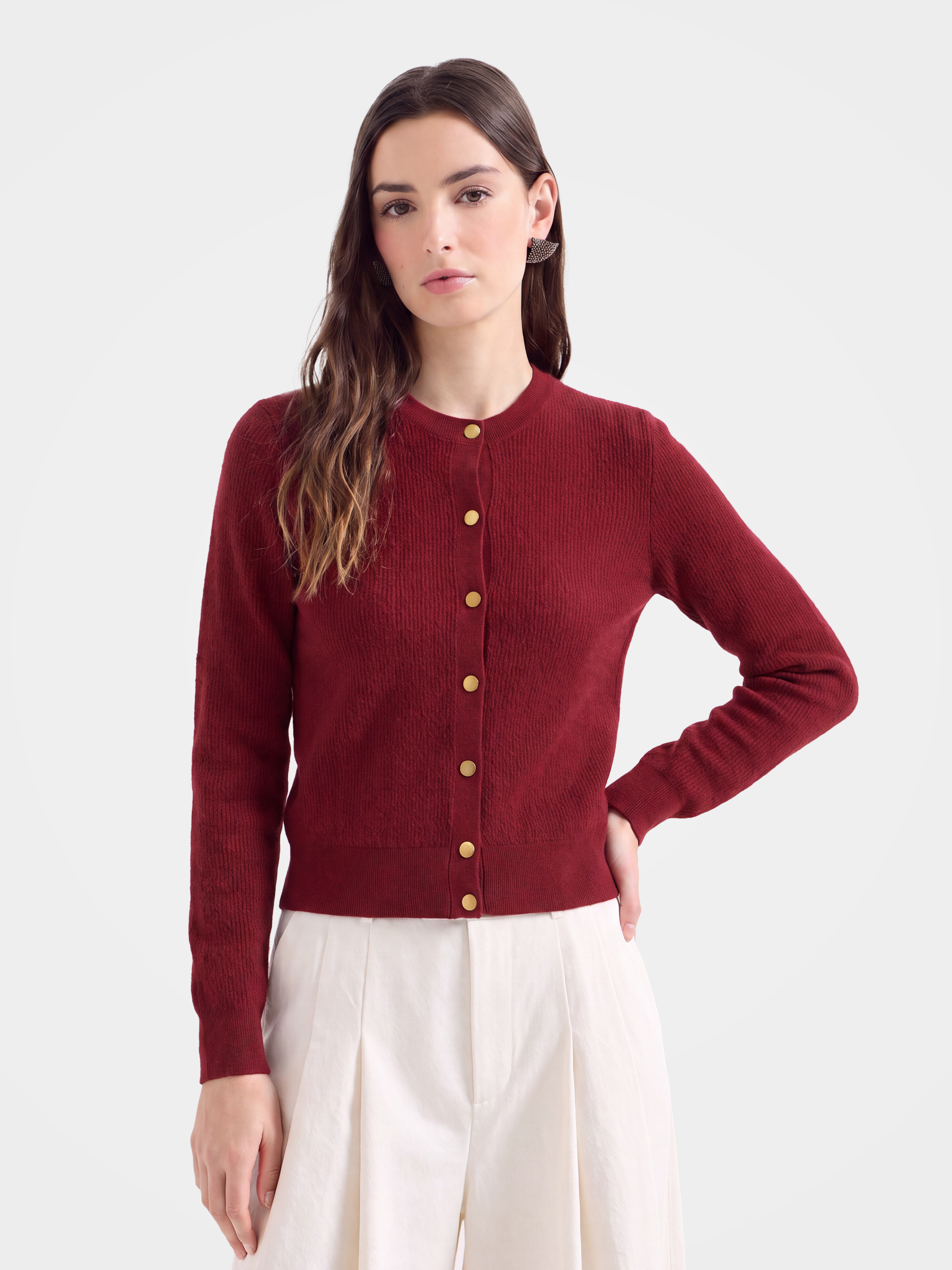 Pre-Order |100% Cashmere Crew Neck Cardigan Sweater Plain Knitwear (10-14 Business Days)