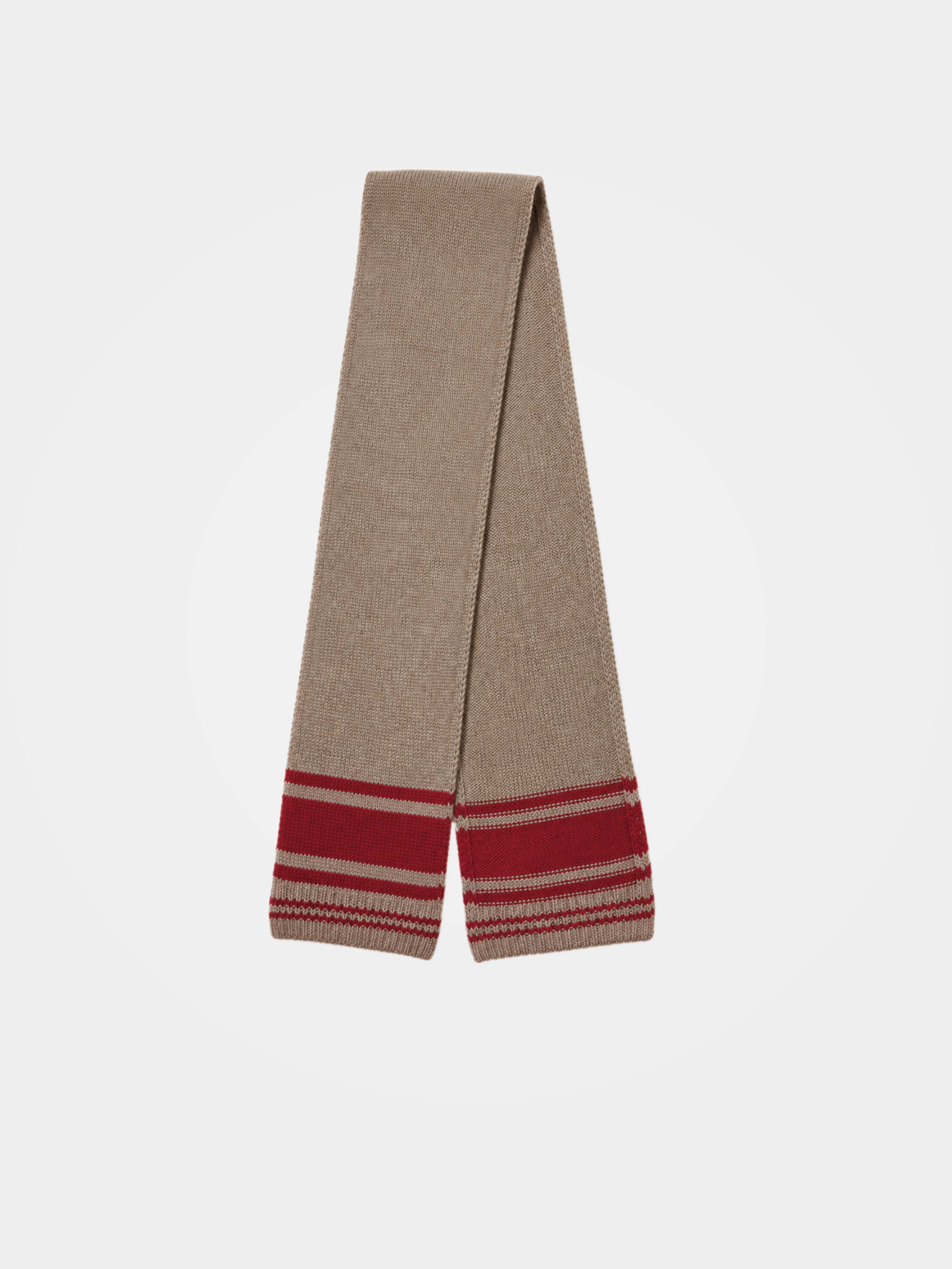 100% Cashmere Knit Stripe Fringe Long Scarf