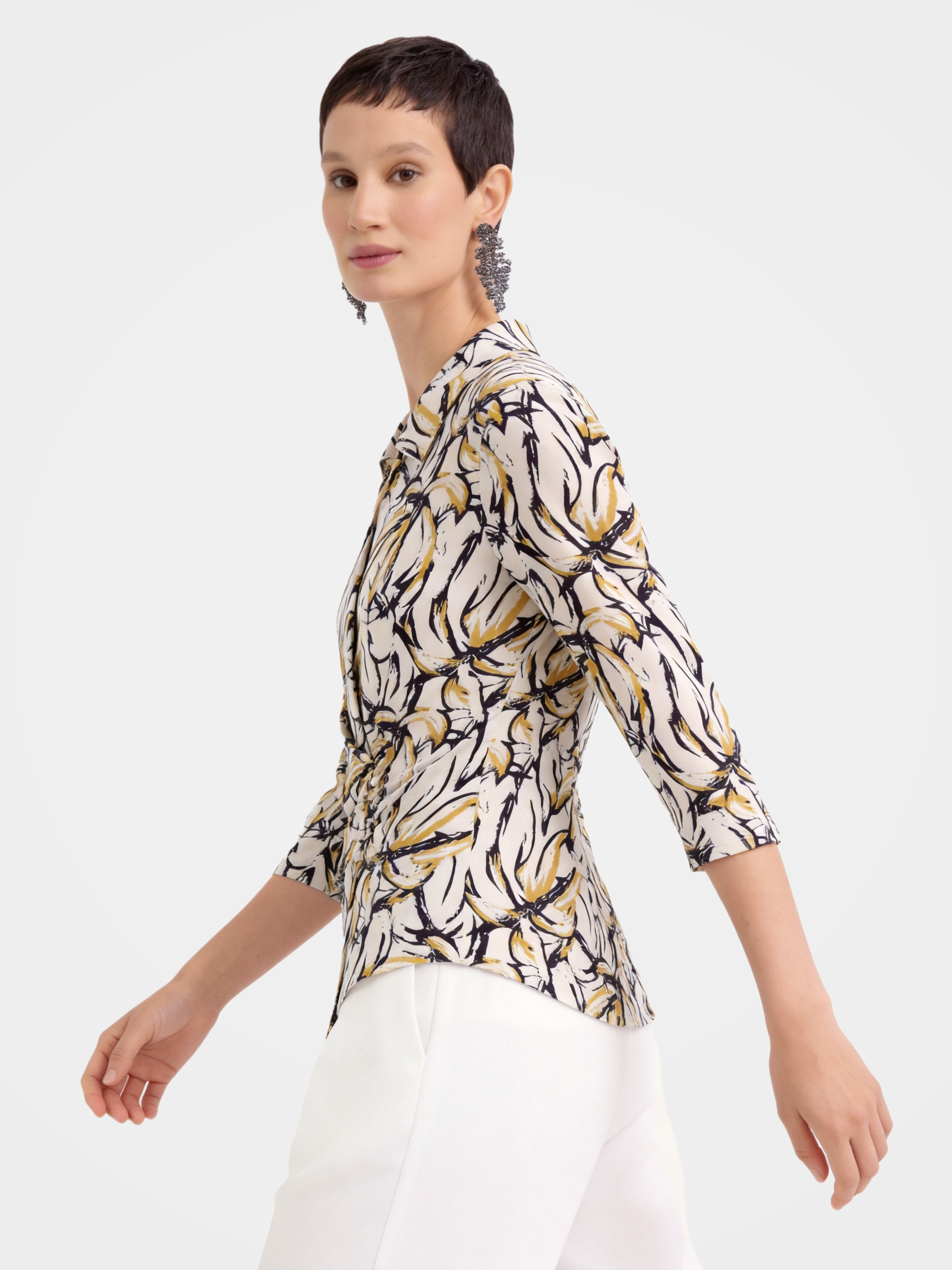 Lightweight Printed Lapel Blouse