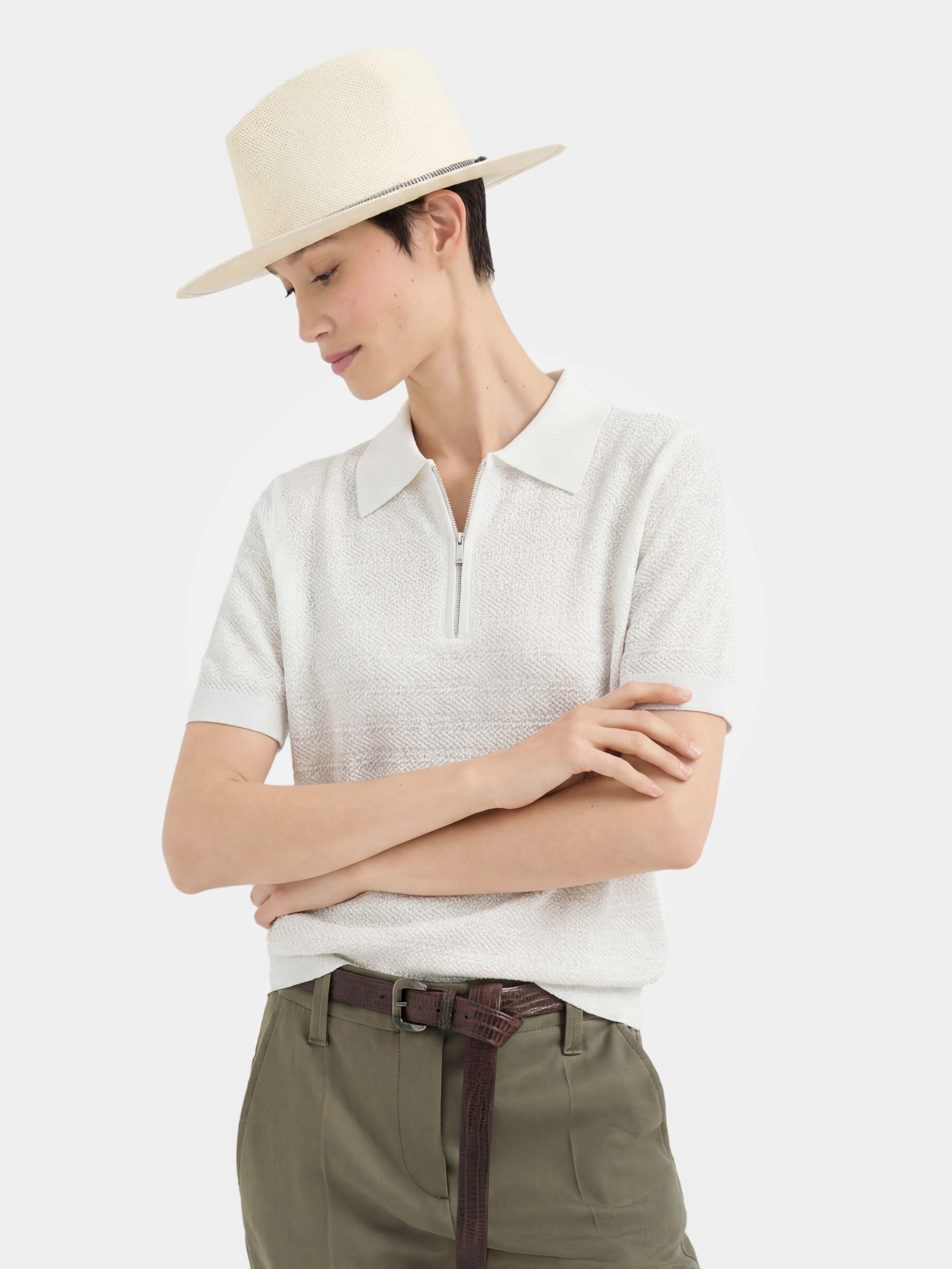Lightweight Half Zip Short Sleeve Knit Pullover