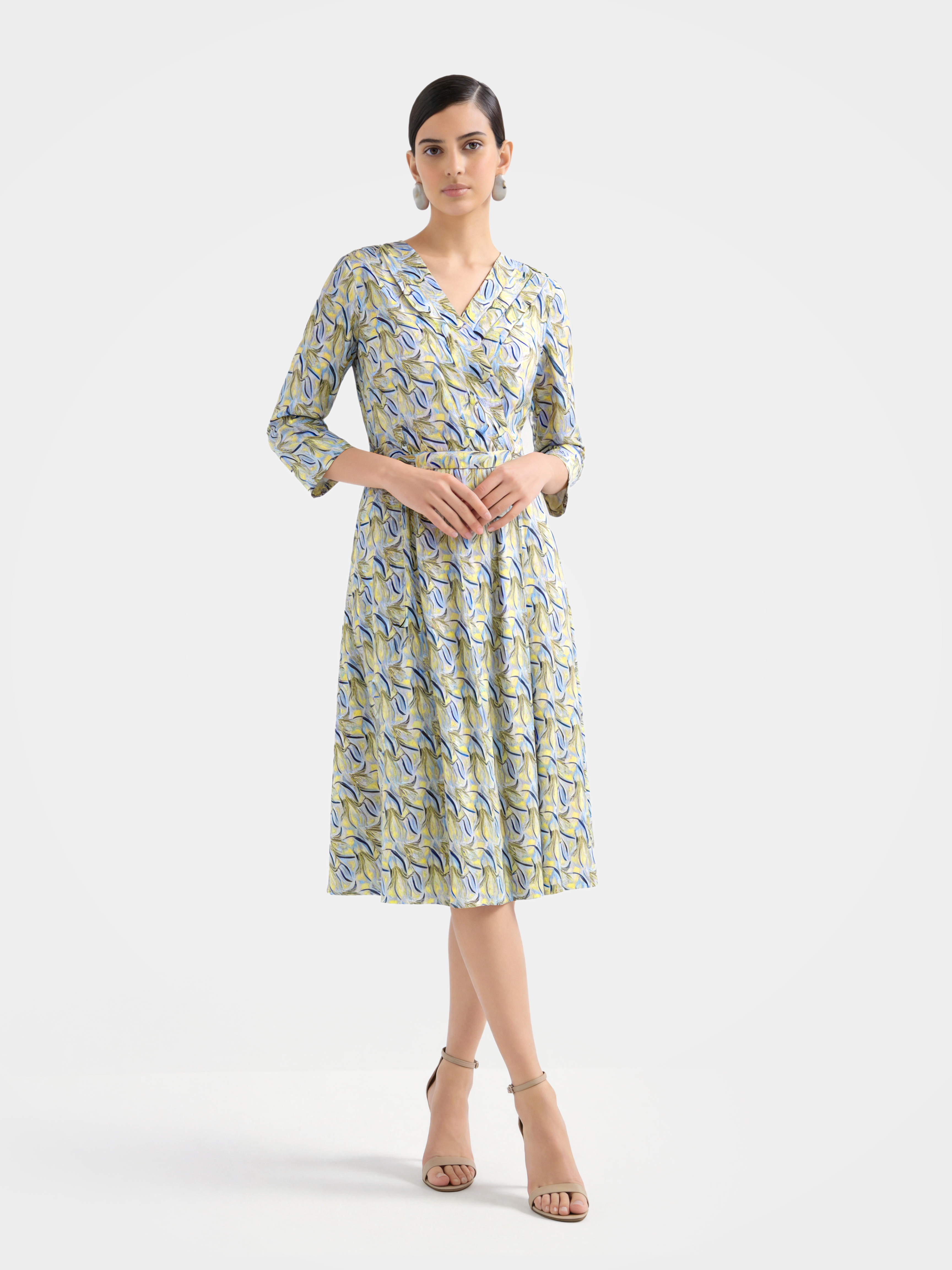 Luxurious Mulberry 100% Mulberry Silk Printed Midi Dress