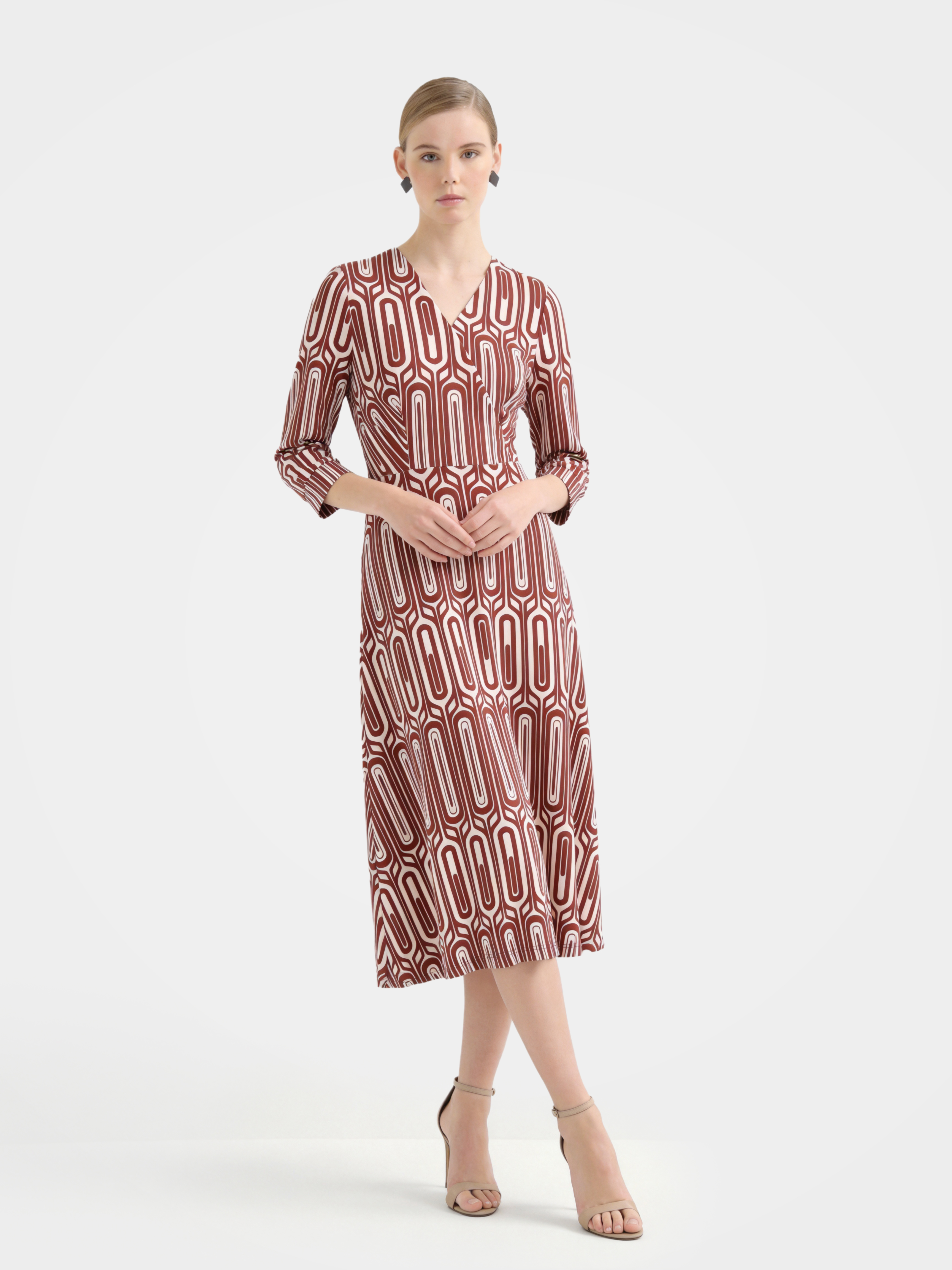 Luxurious 100% Mulberry Silk Printed Midi Dress