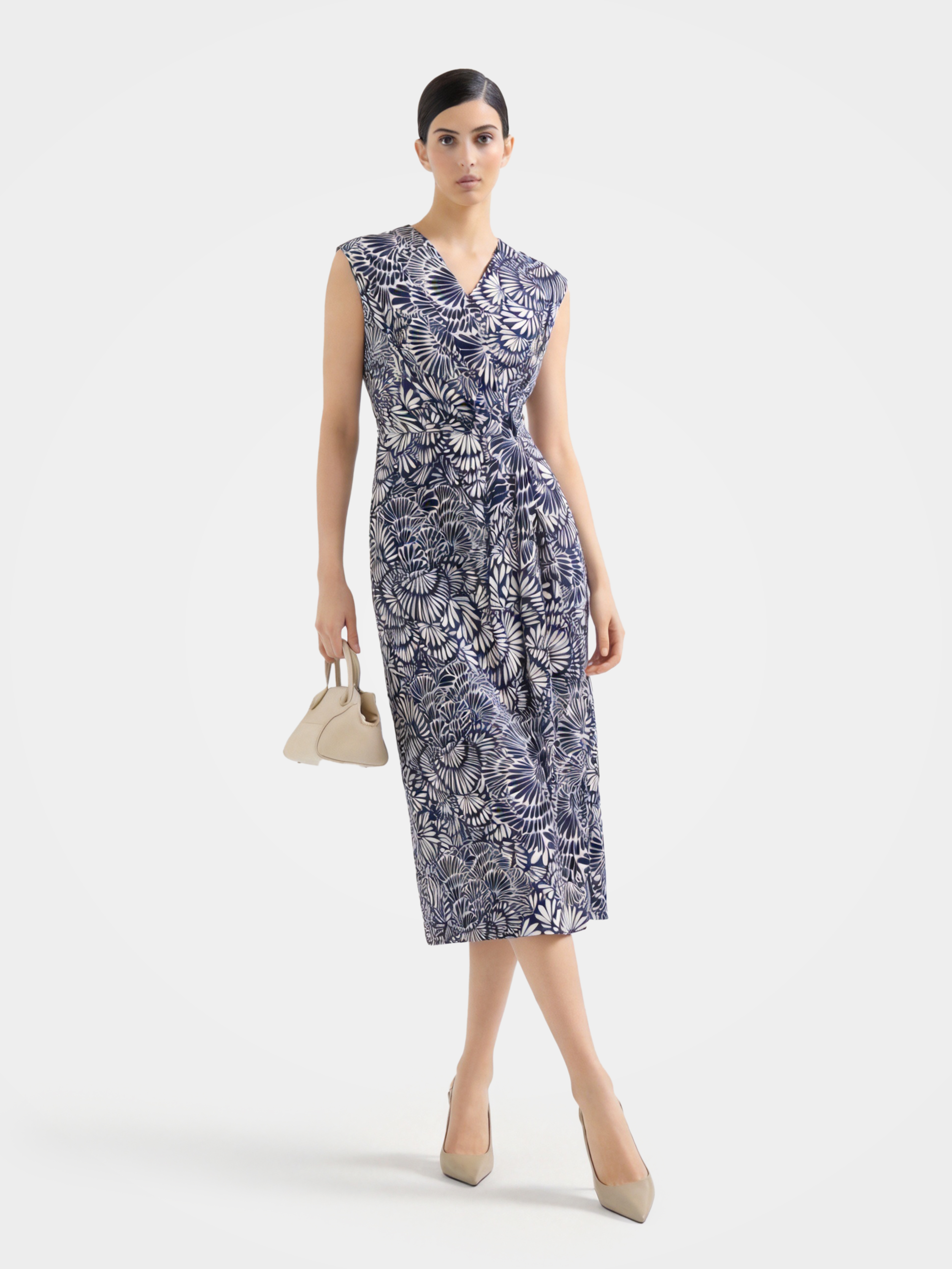 Luxury 100% Mulberry Silk Floral Wrap Midi Dress