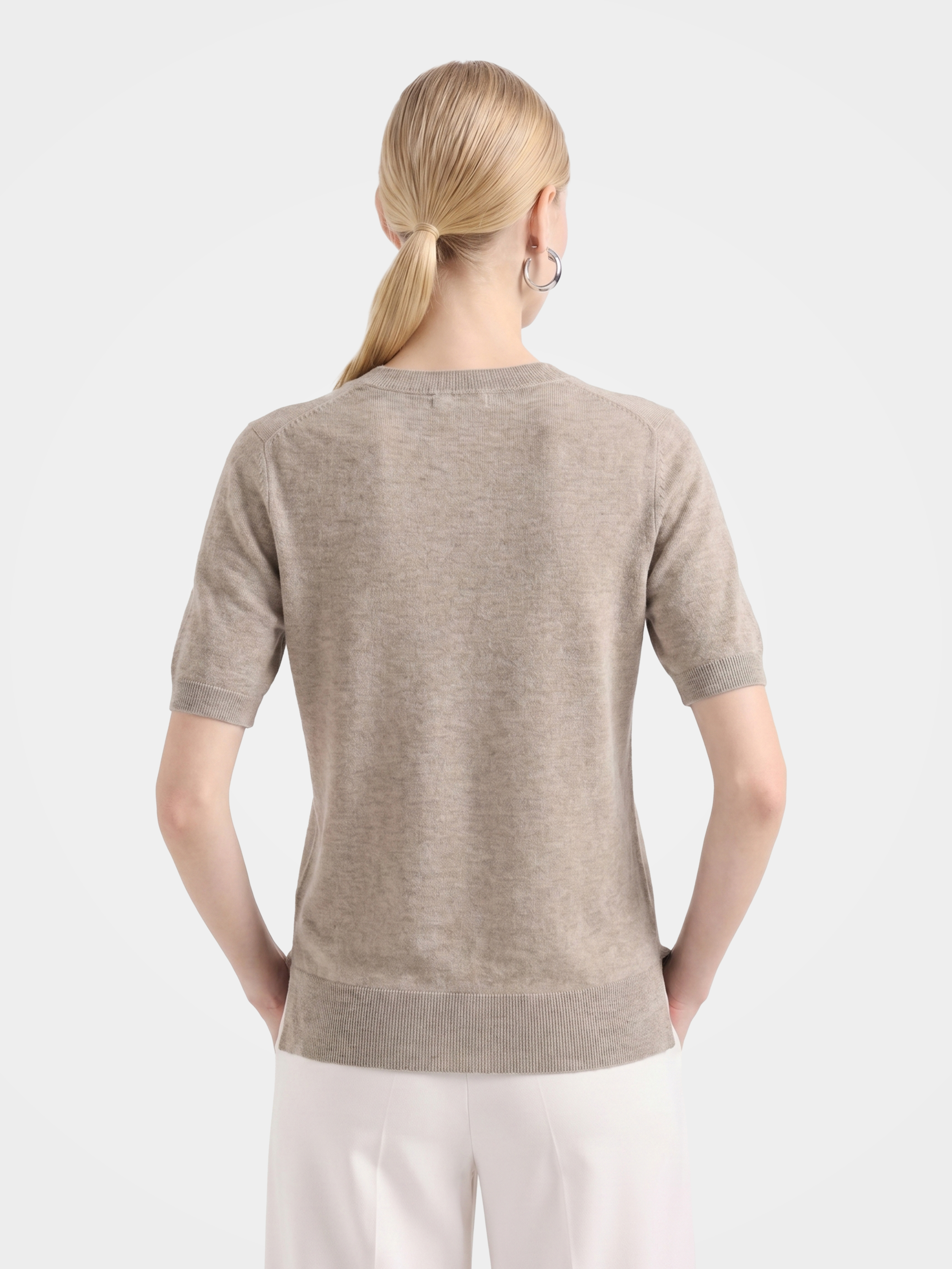 100% Cashmere V Neck Short Sleeve Sweater