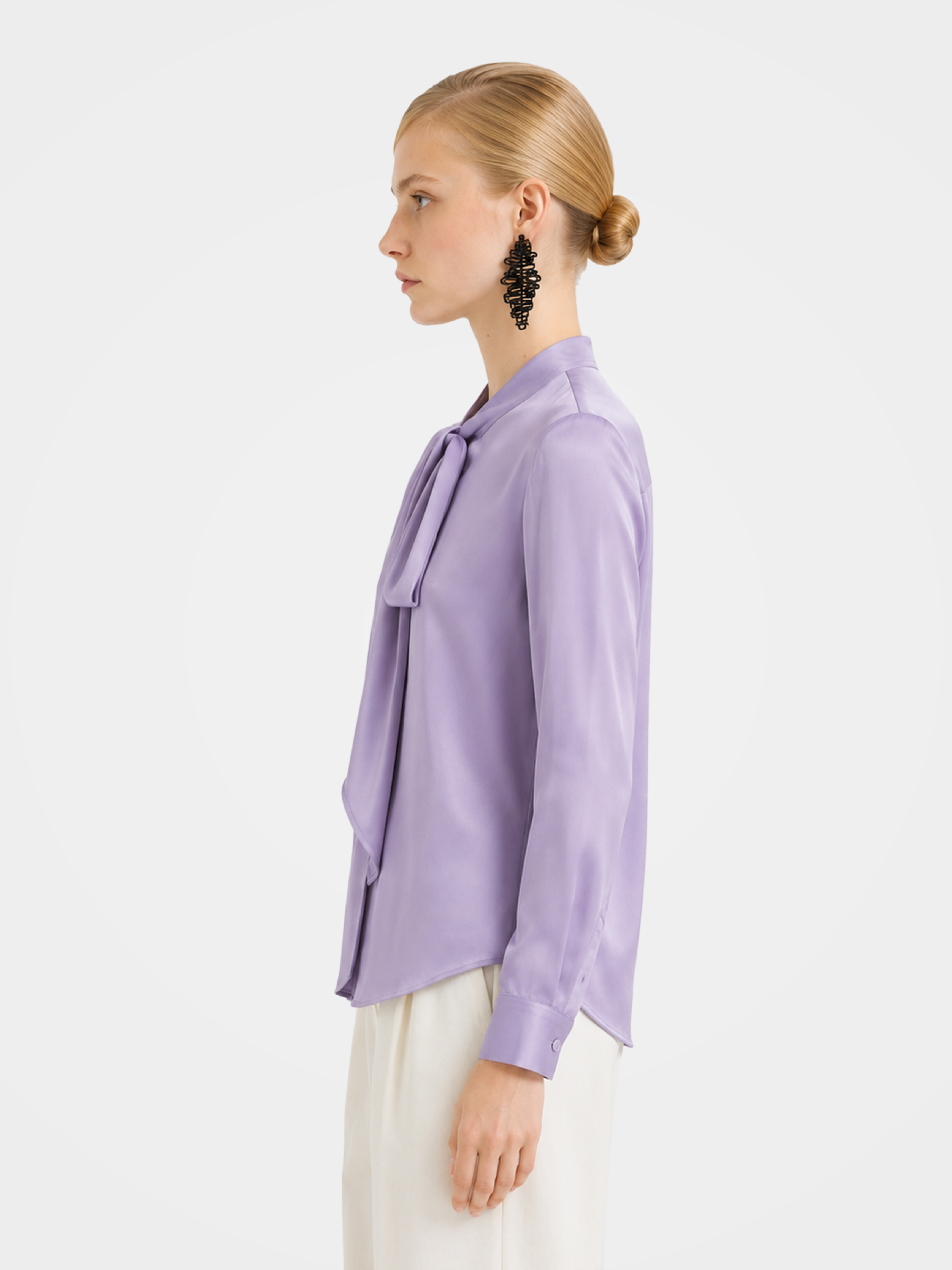Regular Draped Long Sleeve Mulberry Silk Shirt