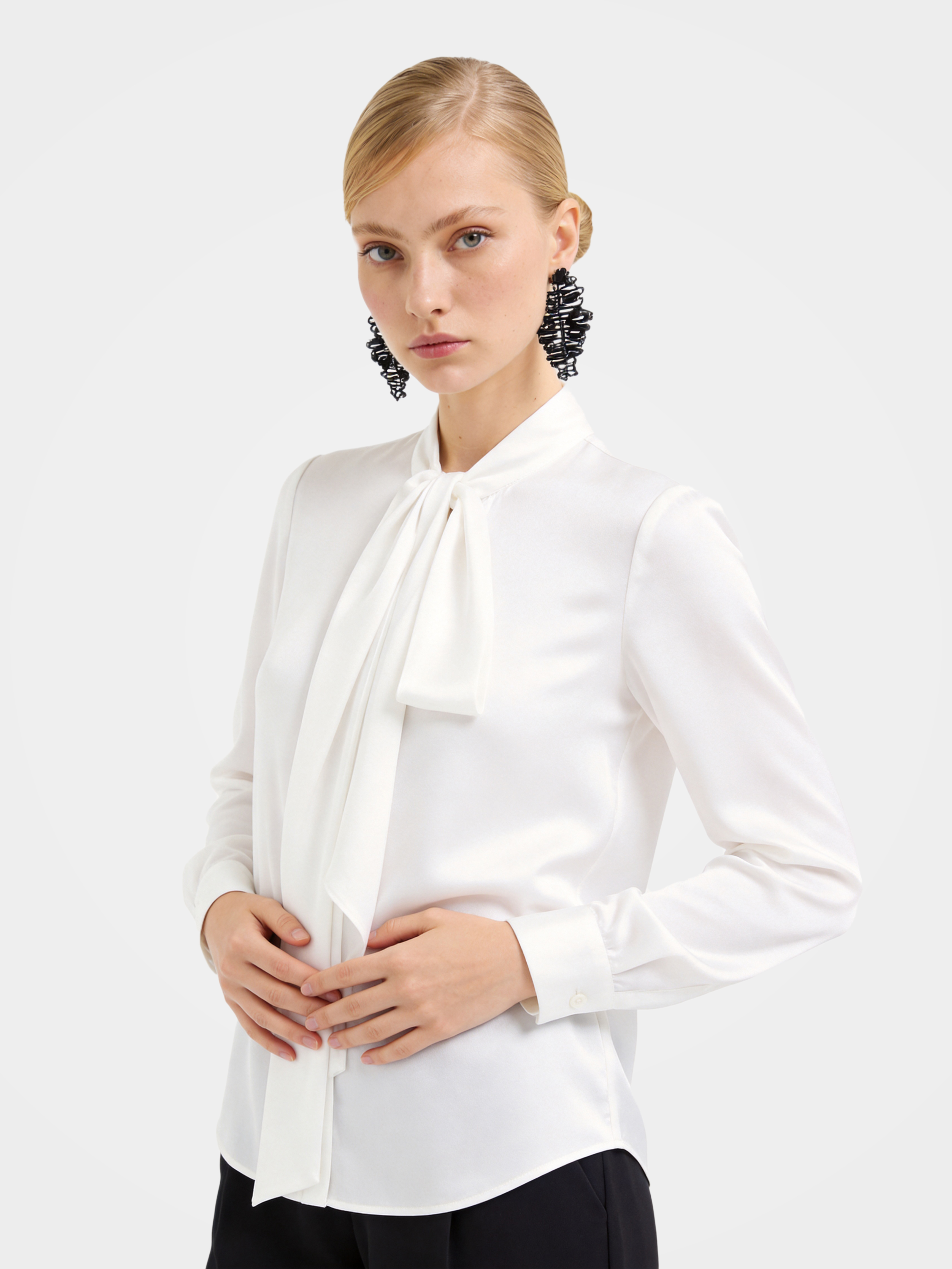 Regular Draped Long Sleeve Mulberry Silk Shirt