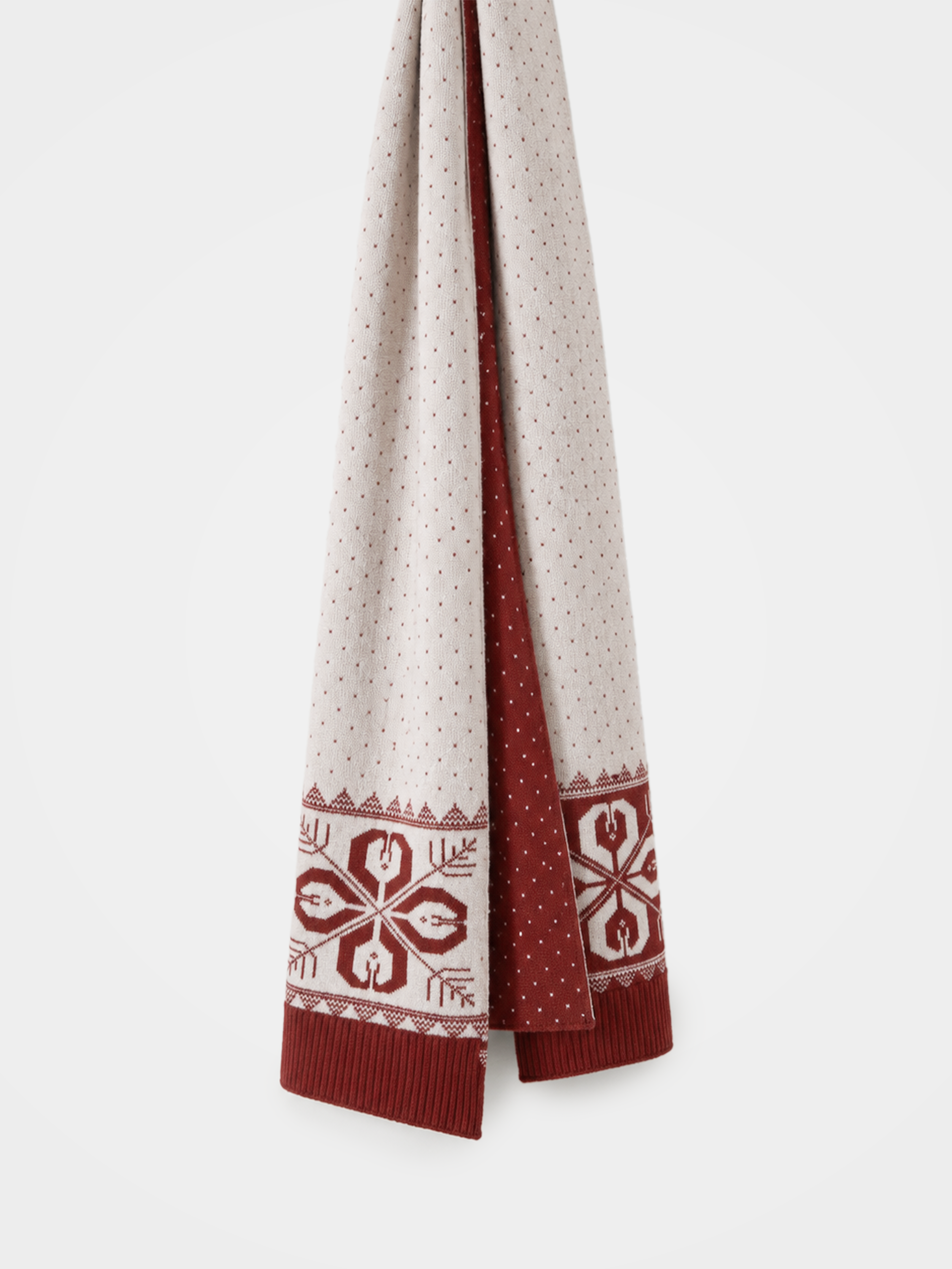 100% Cashmere Fair Isle Rectangle Knit Scarf 