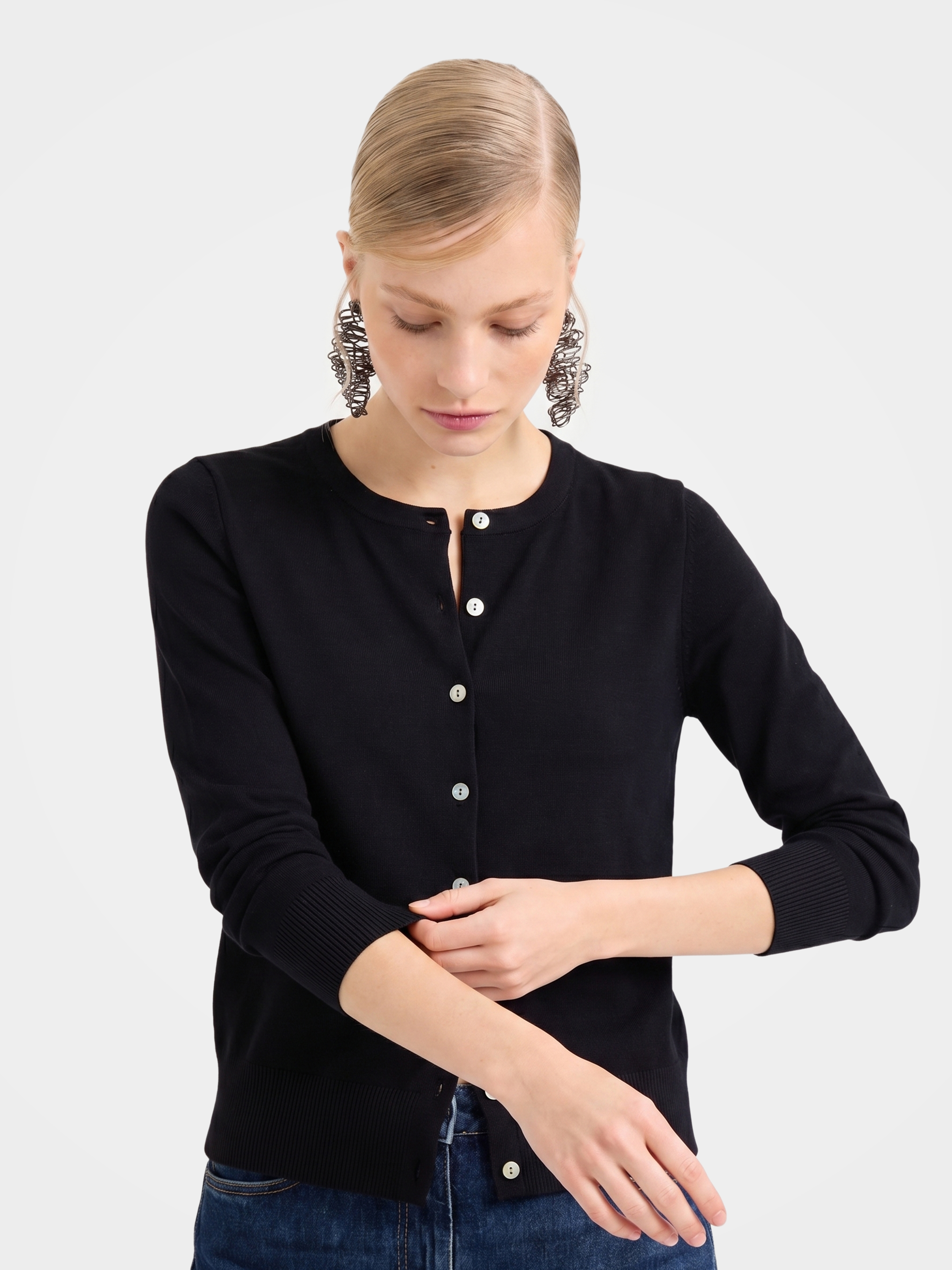 100% Cashmere Crew Neck Long Sleeve Cardigan