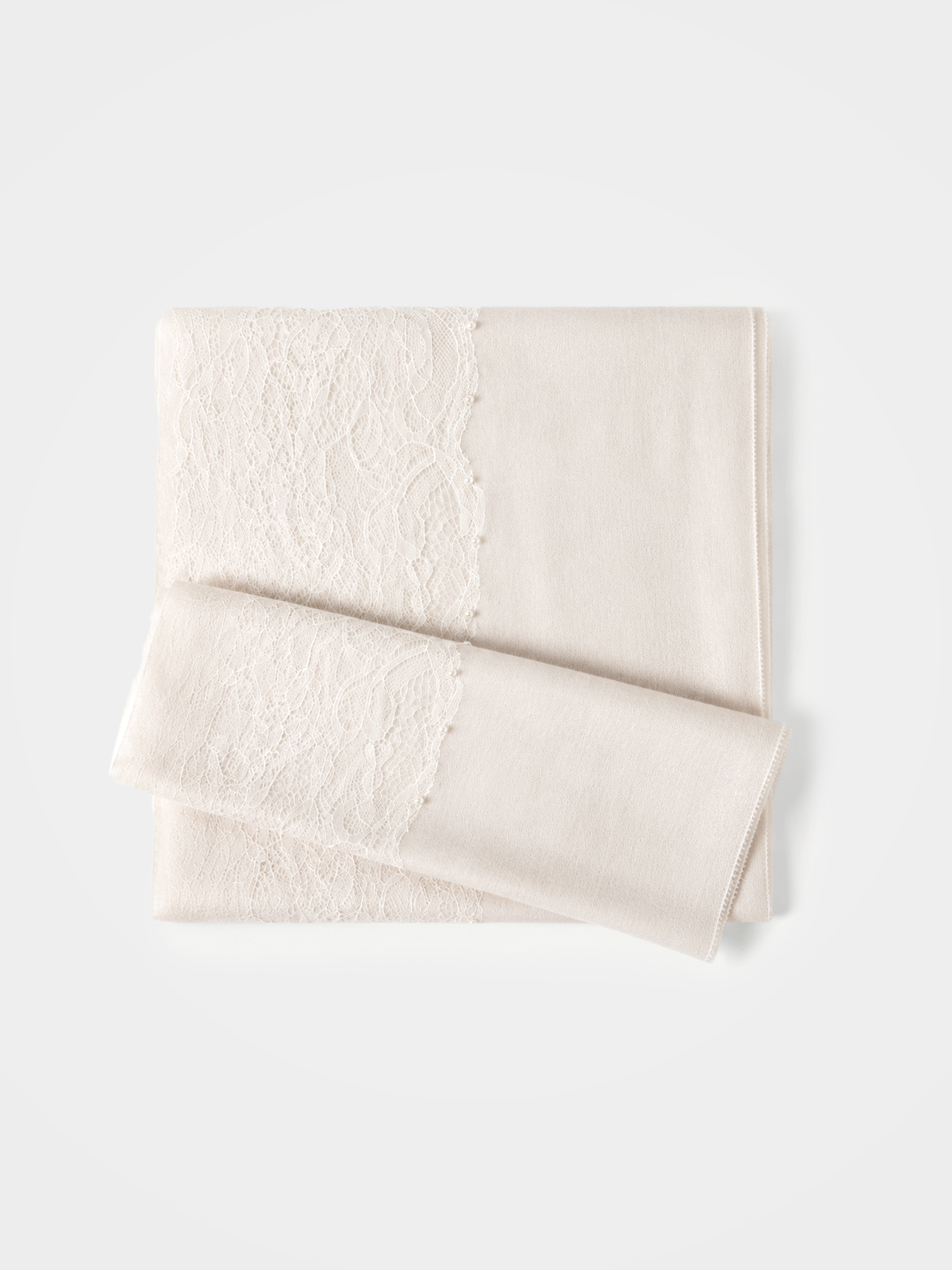 100% Cashmere Lace Trim Scarf | Soft Ivory Shawl – CAKO