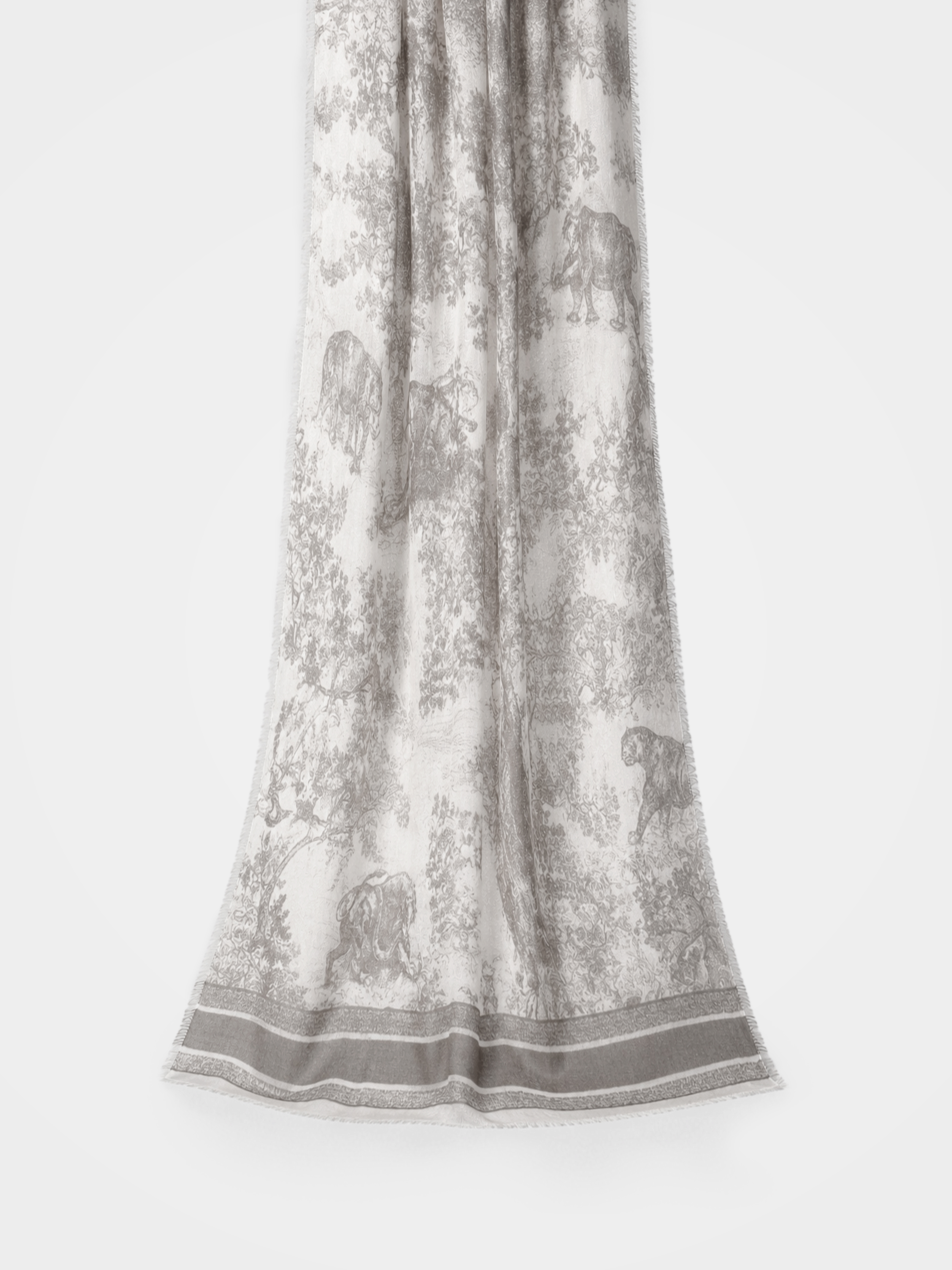 Refined 100% Cashmere Woodland Print Scarf