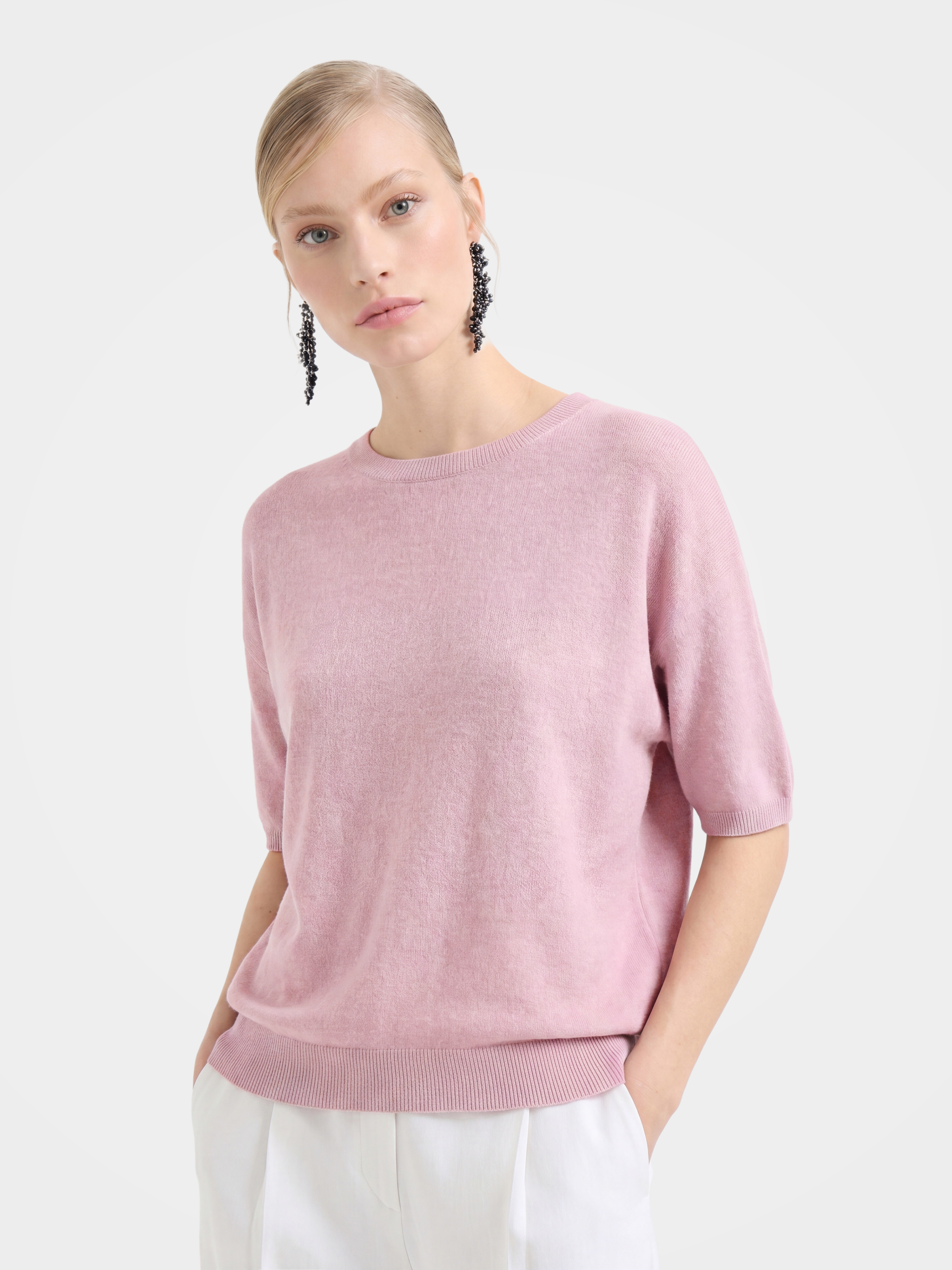 Breathable Cashmere Mid-Length Sleeve Knit Top