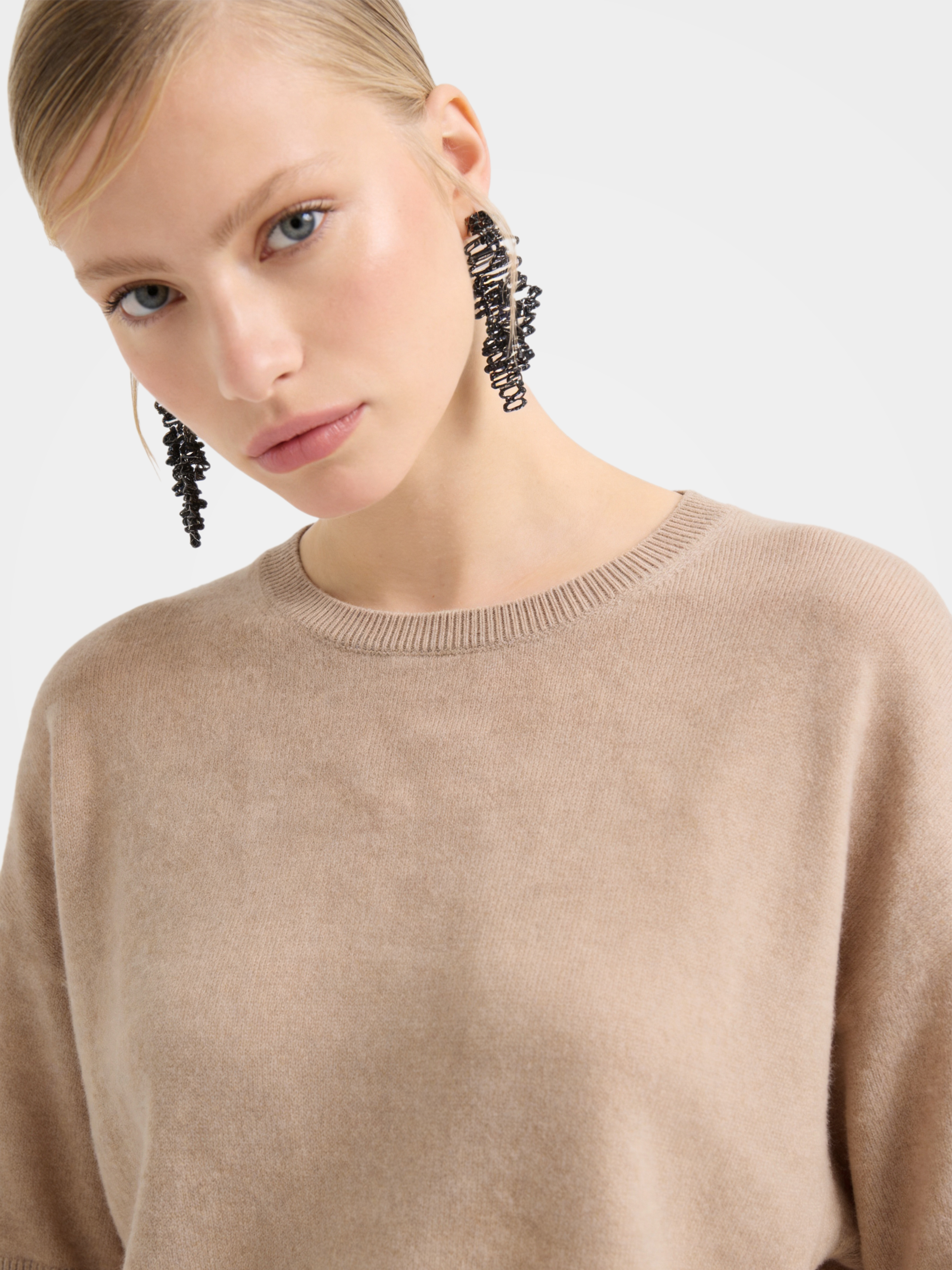 Breathable Cashmere Mid-Length Sleeve Knit Top
