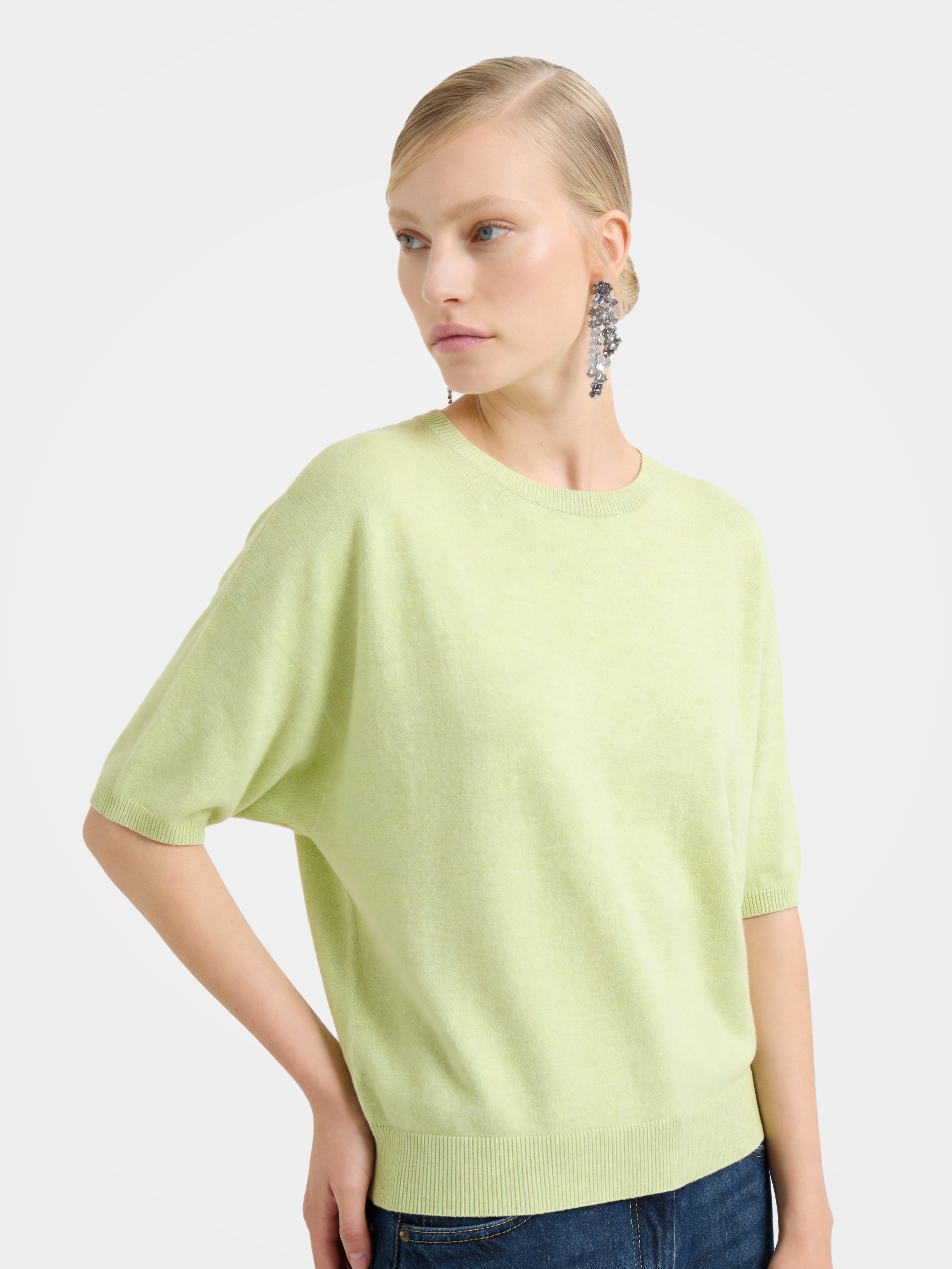 Breathable Cashmere Mid-Length Sleeve Knit Top