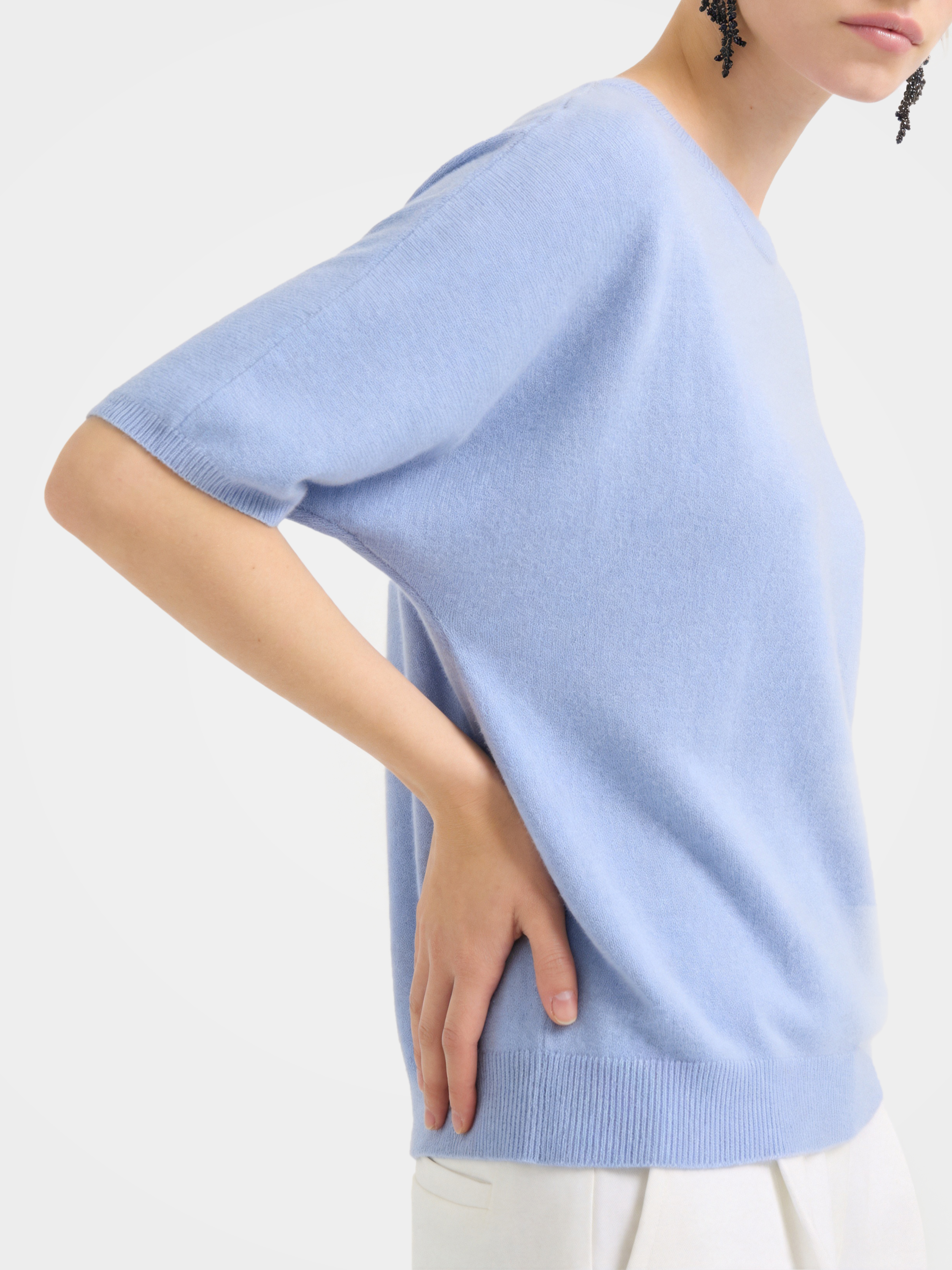 Breathable Cashmere Mid-Length Sleeve Knit Top