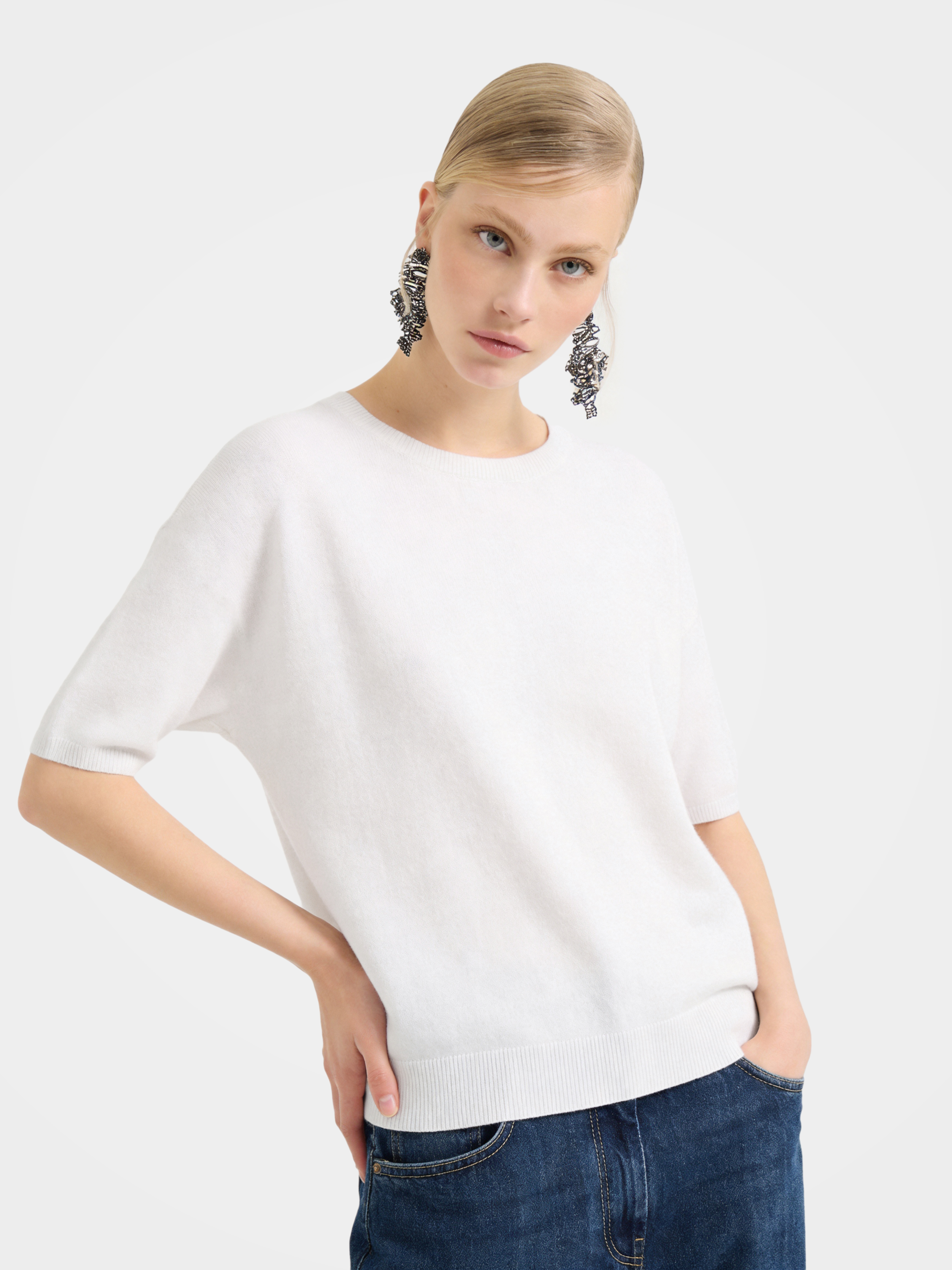 Breathable Cashmere Mid-Length Sleeve Knit Top
