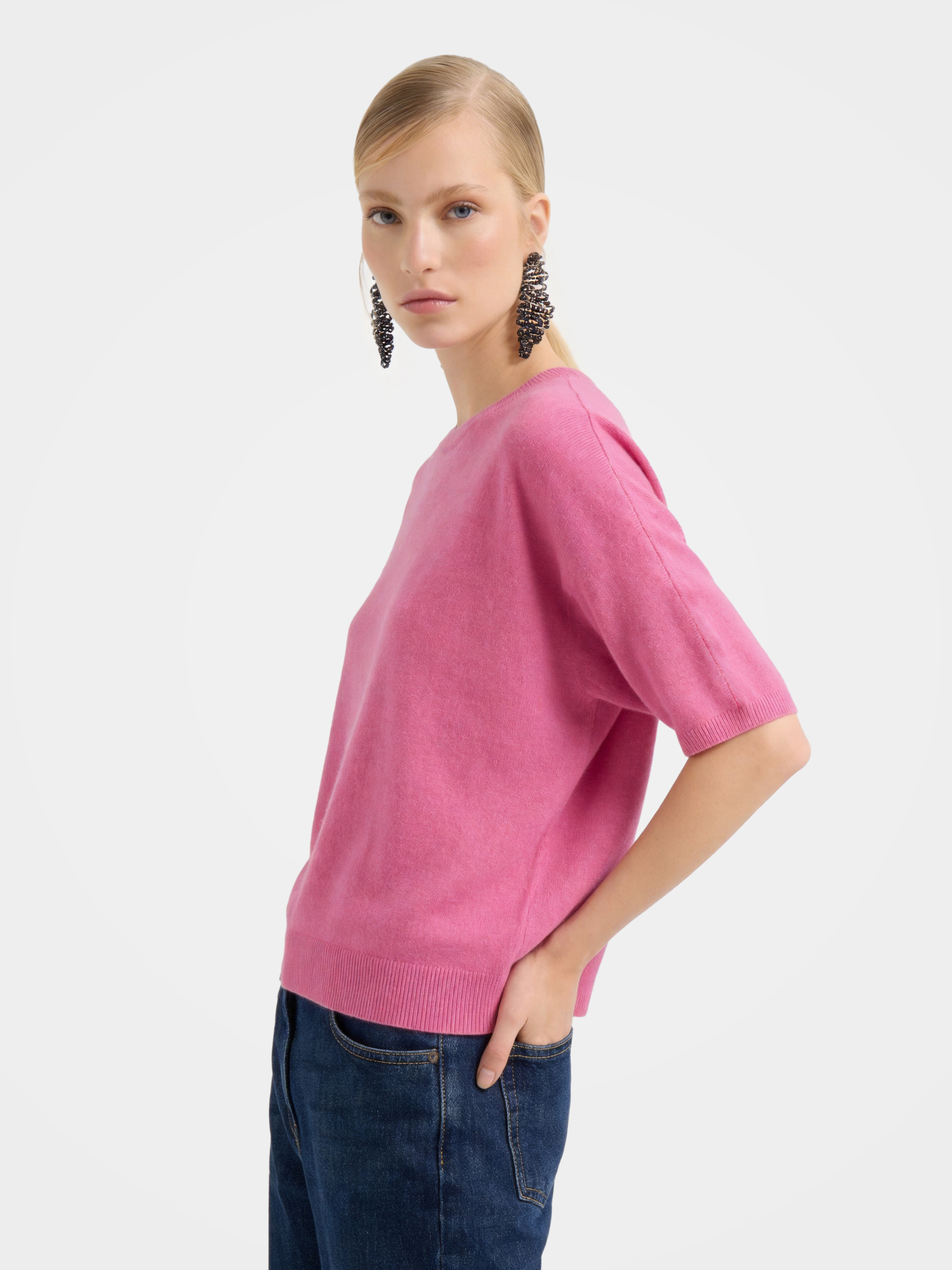 Breathable Cashmere Mid-Length Sleeve Knit Top