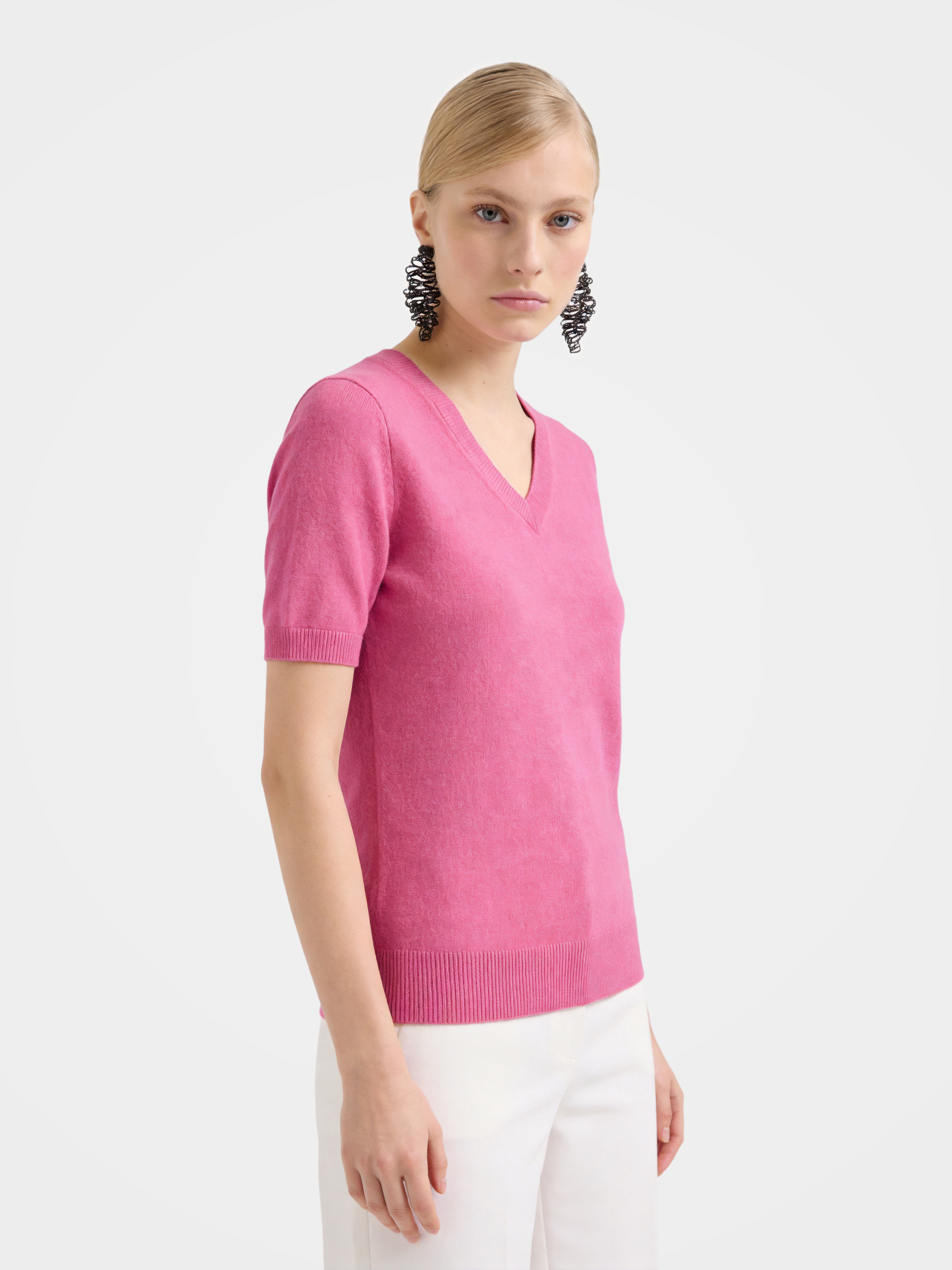 Lightweight Cashmere V Neck Short Sleeve Sweater