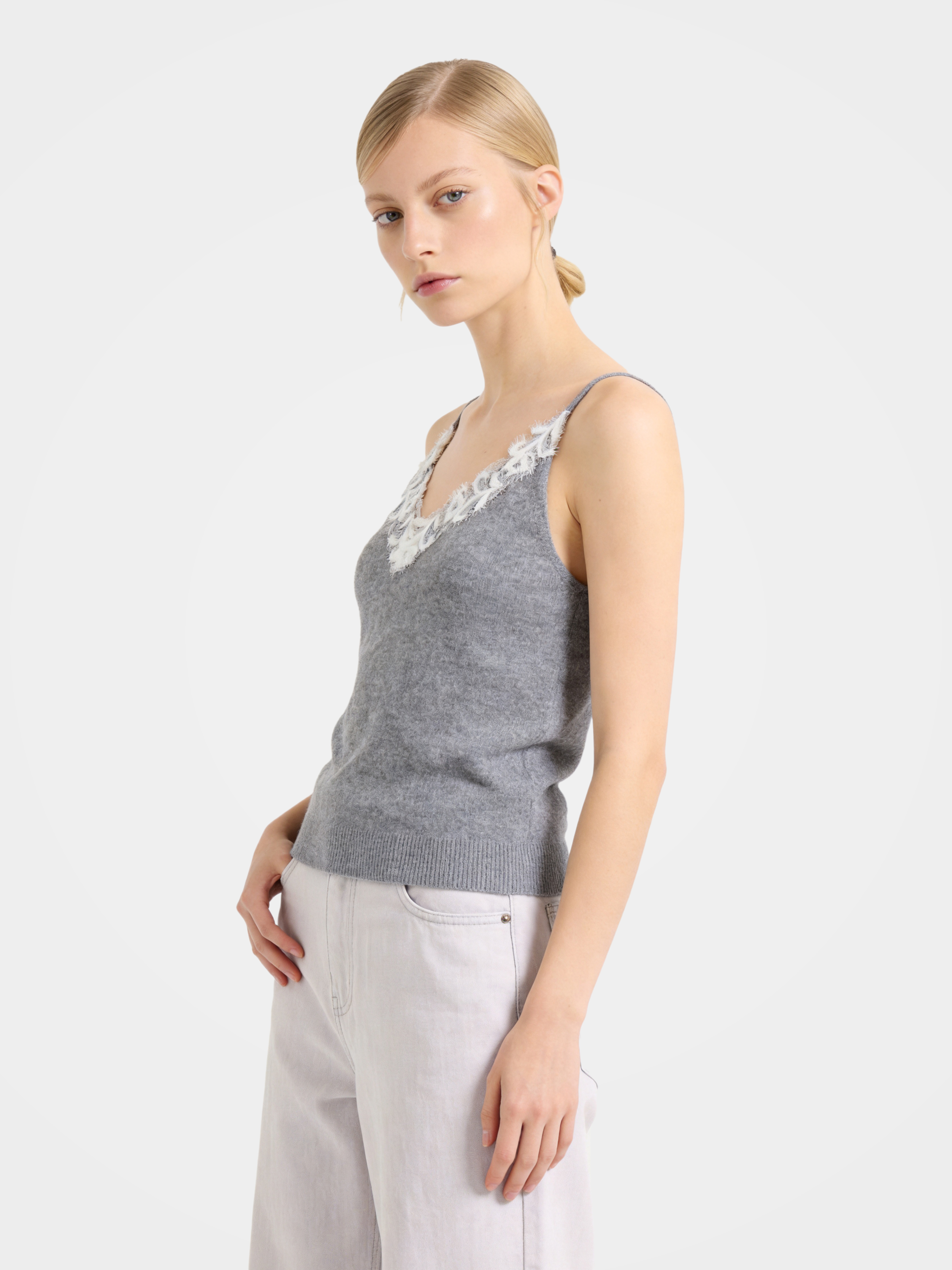 Lightweight 100% Mongolian Cashmere Lace Knit Tanks & Camis