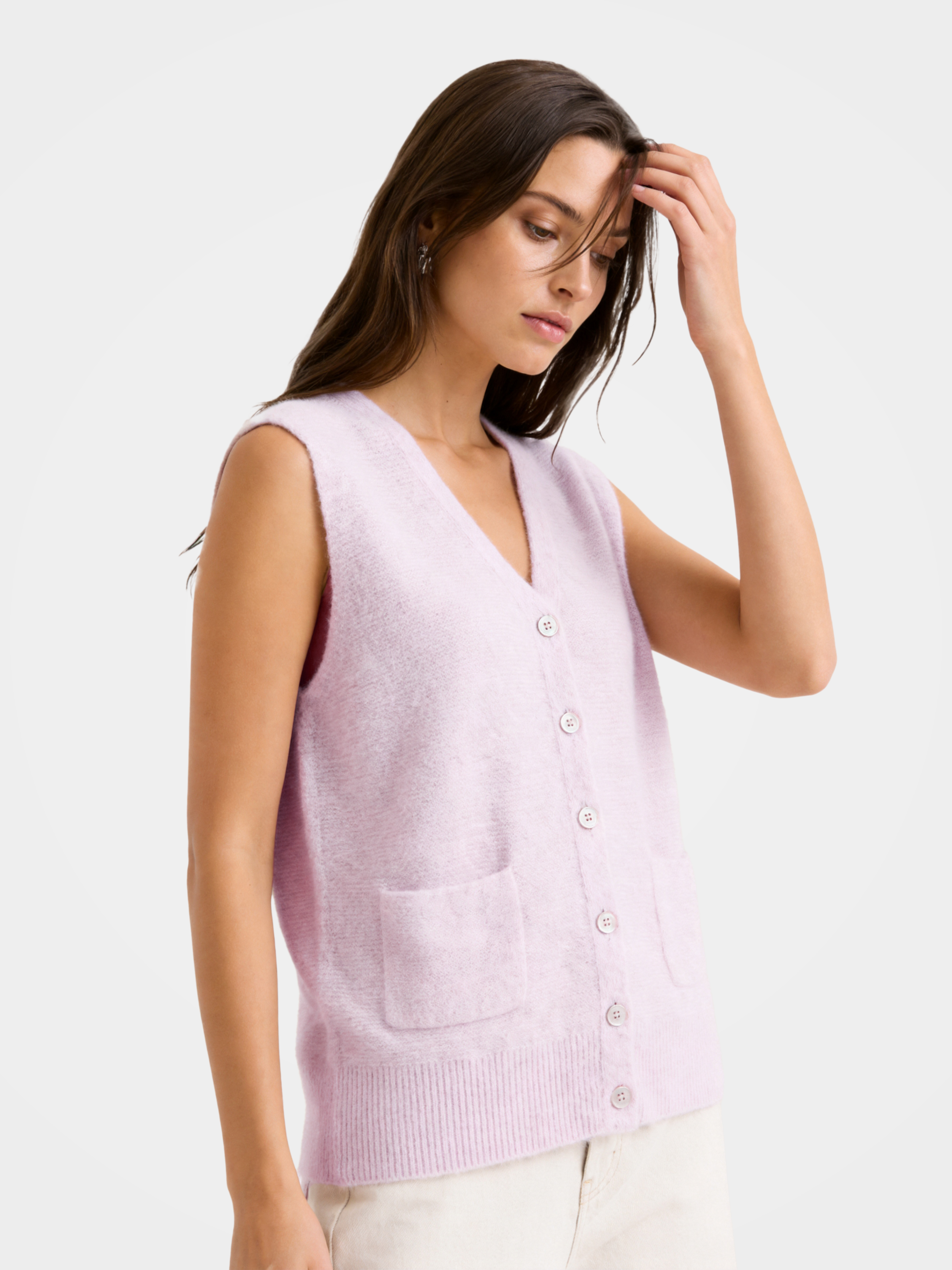 Lightweight Mongolian Cashmere V Neck Knit Vest