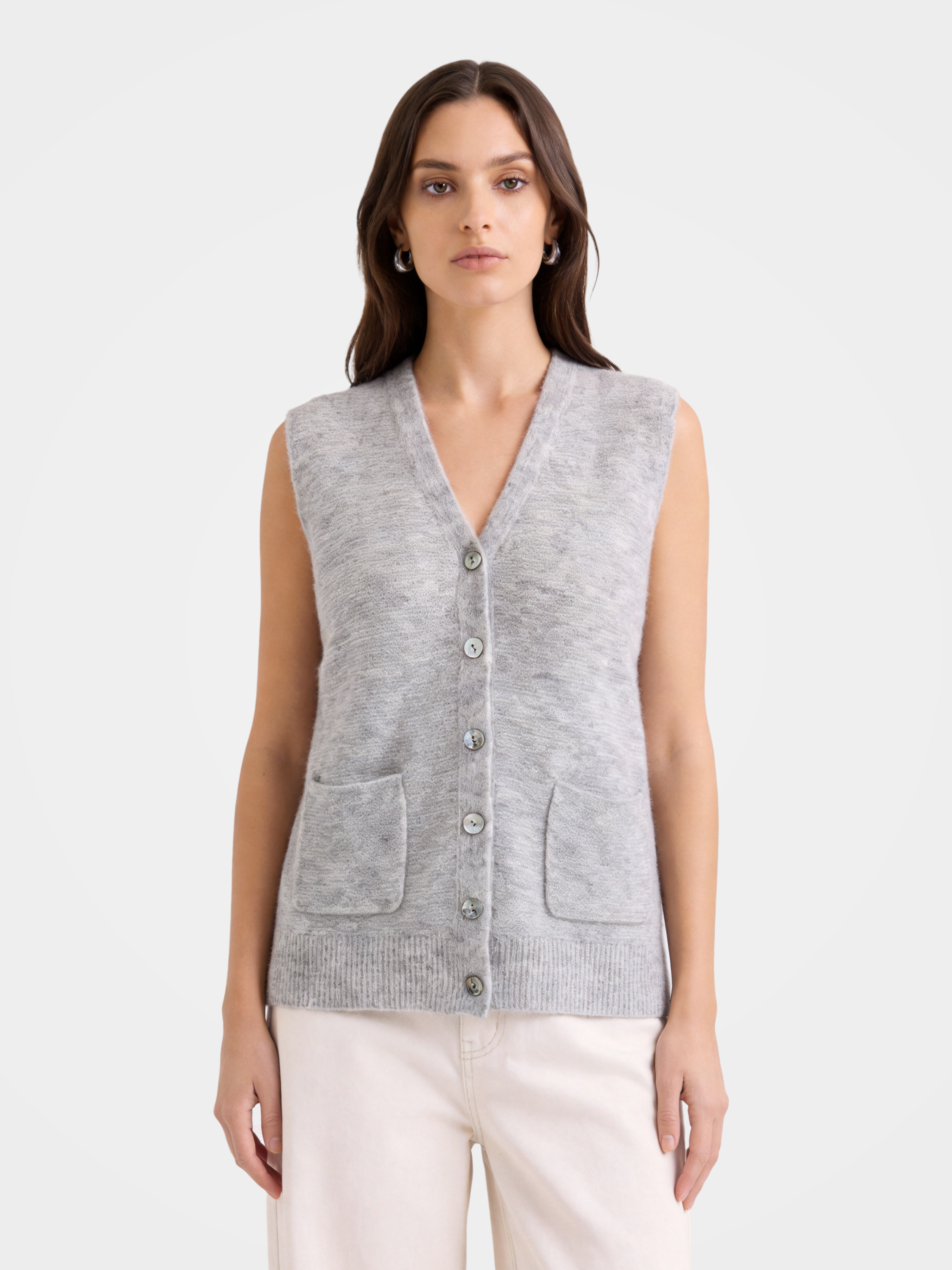 Lightweight Mongolian Cashmere V Neck Knit Vest