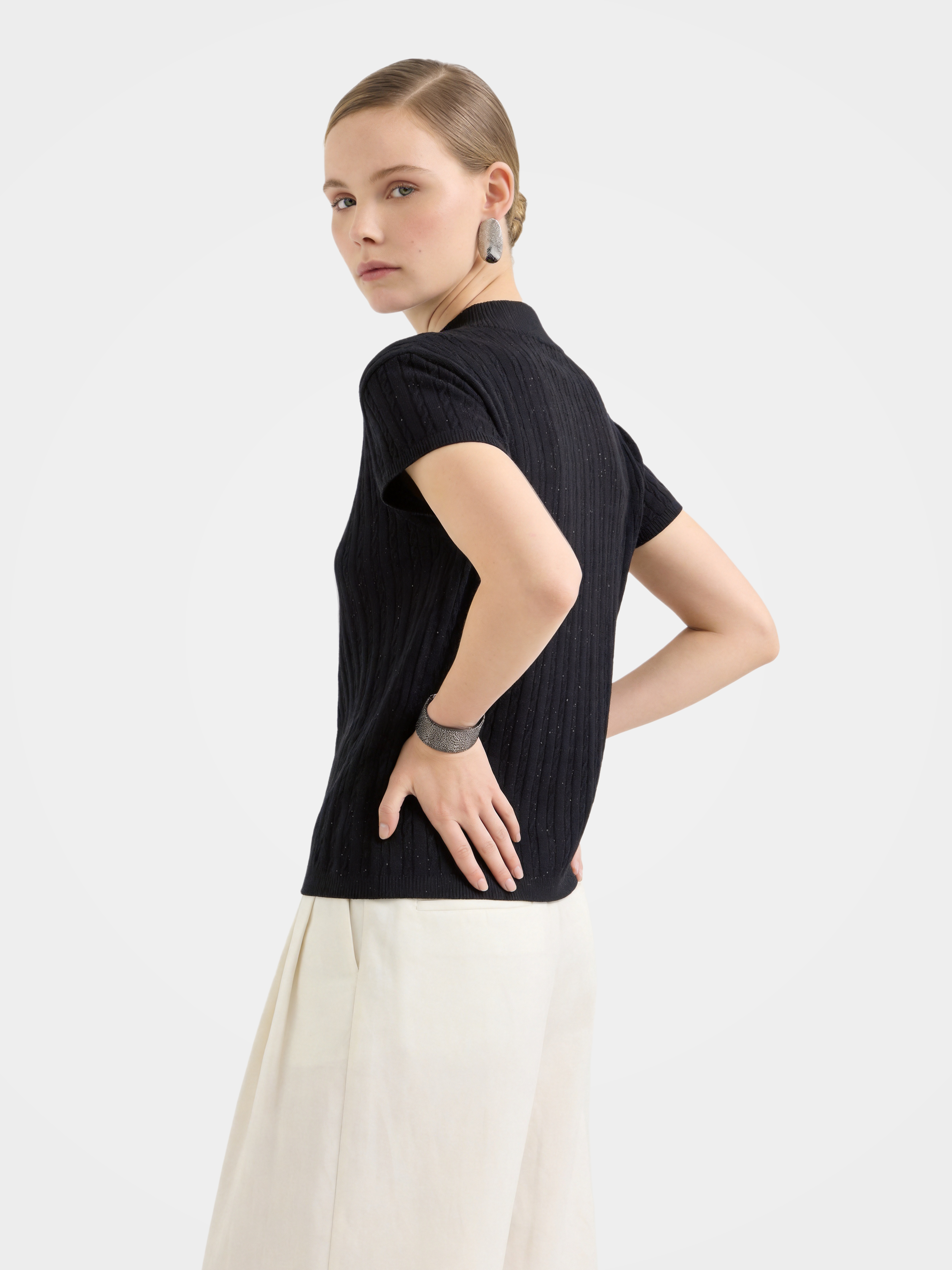 Lightweight Wool Short Sleeve knit Top