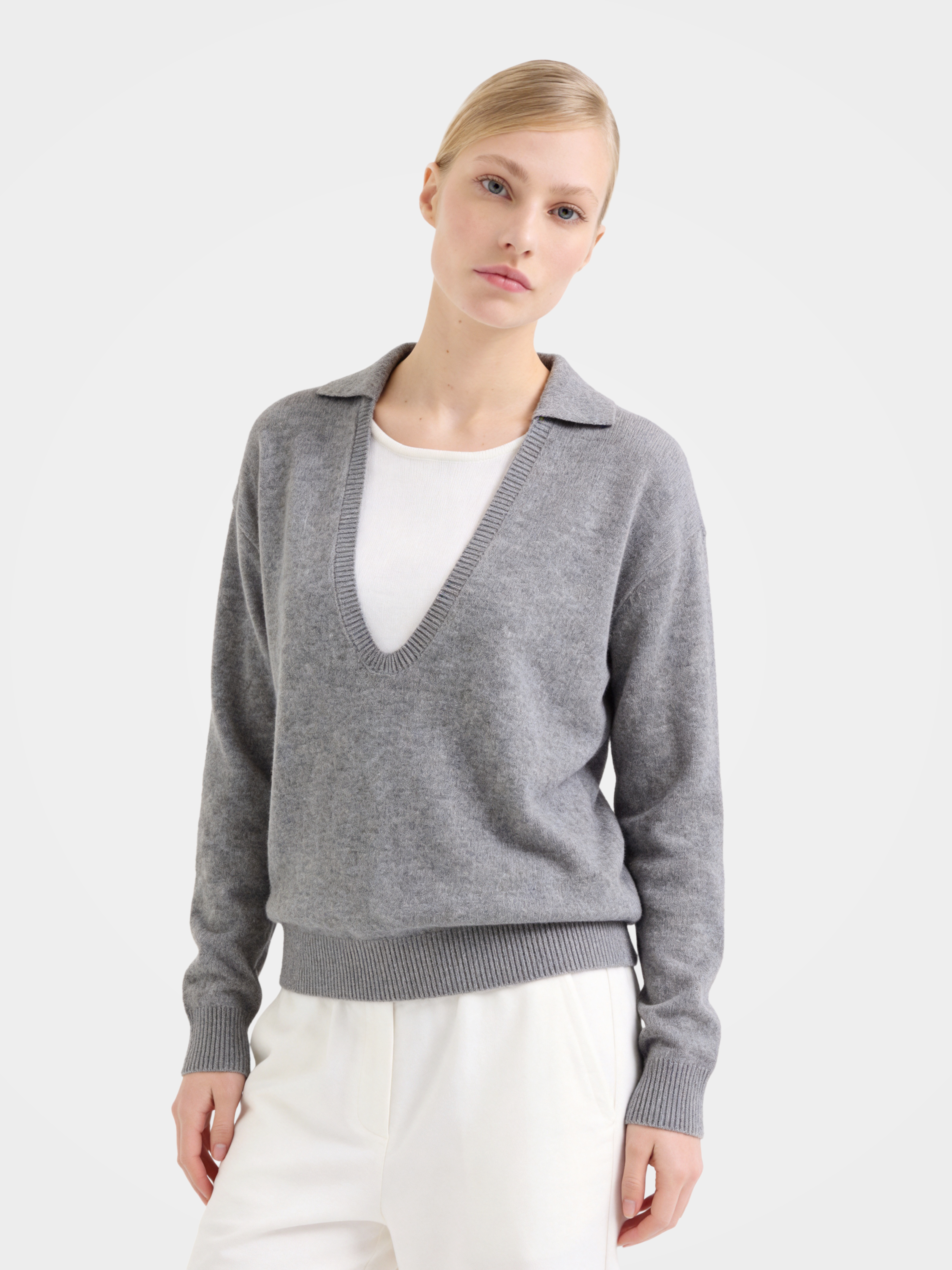 Soft 100% Mongolian Cashmere Collar 2 in 1 Knit Top