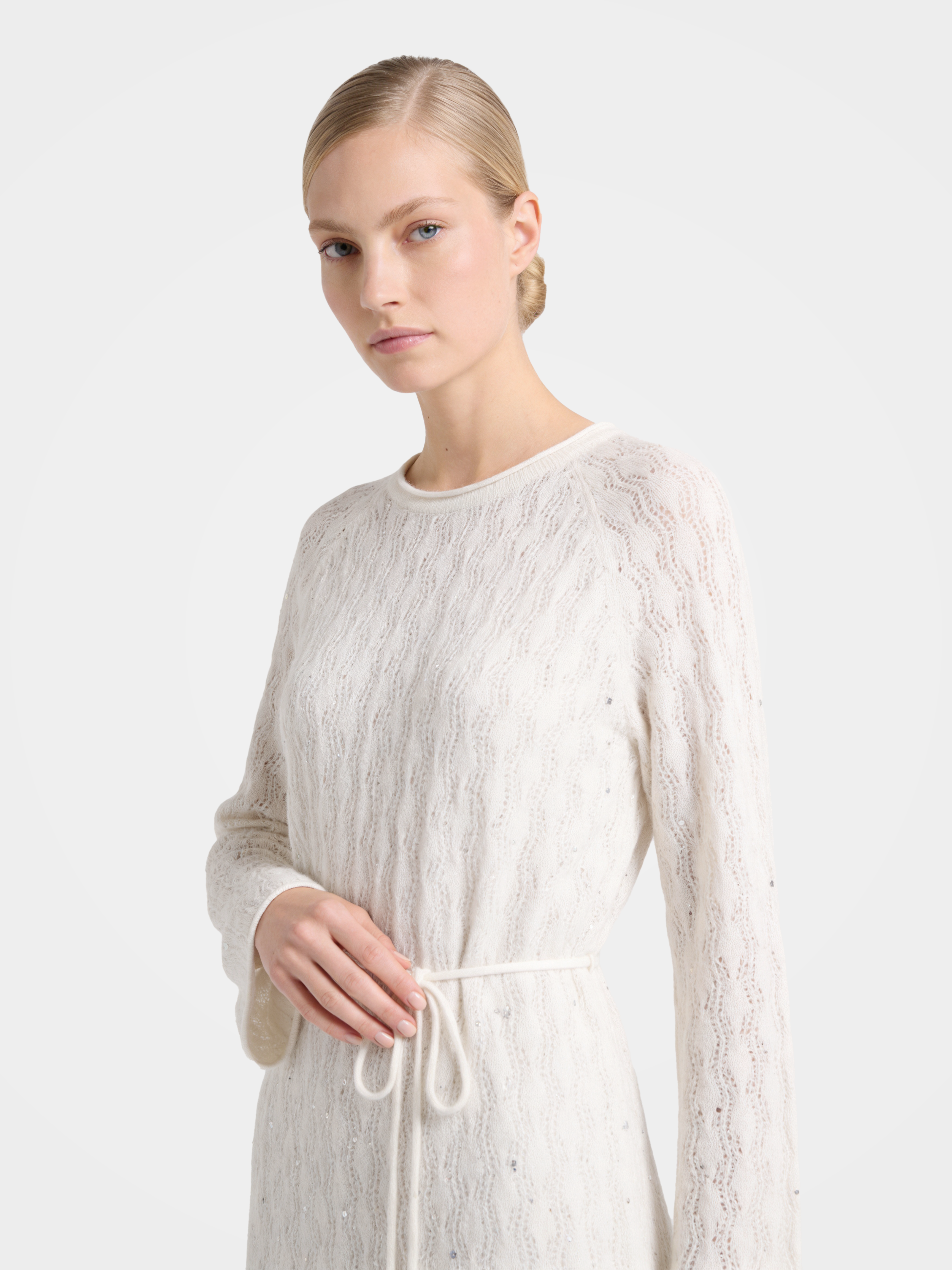 Luxurious Mongolian Cashmere Knit Mini Sweater Dress