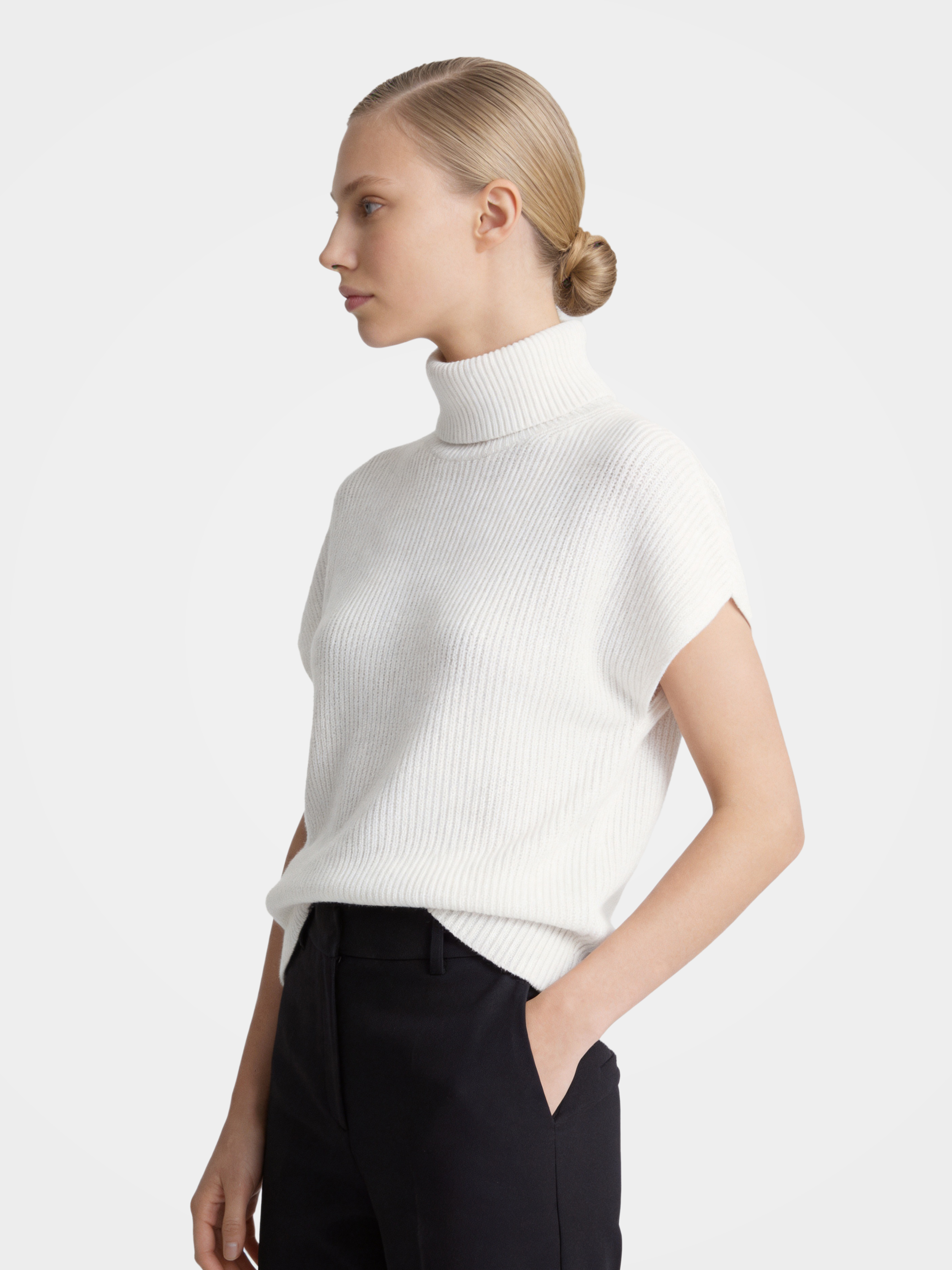 Pre-Order |Cotton Turtleneck Sweater Soft Short Sleeve Knit (10-14 Business Days)
