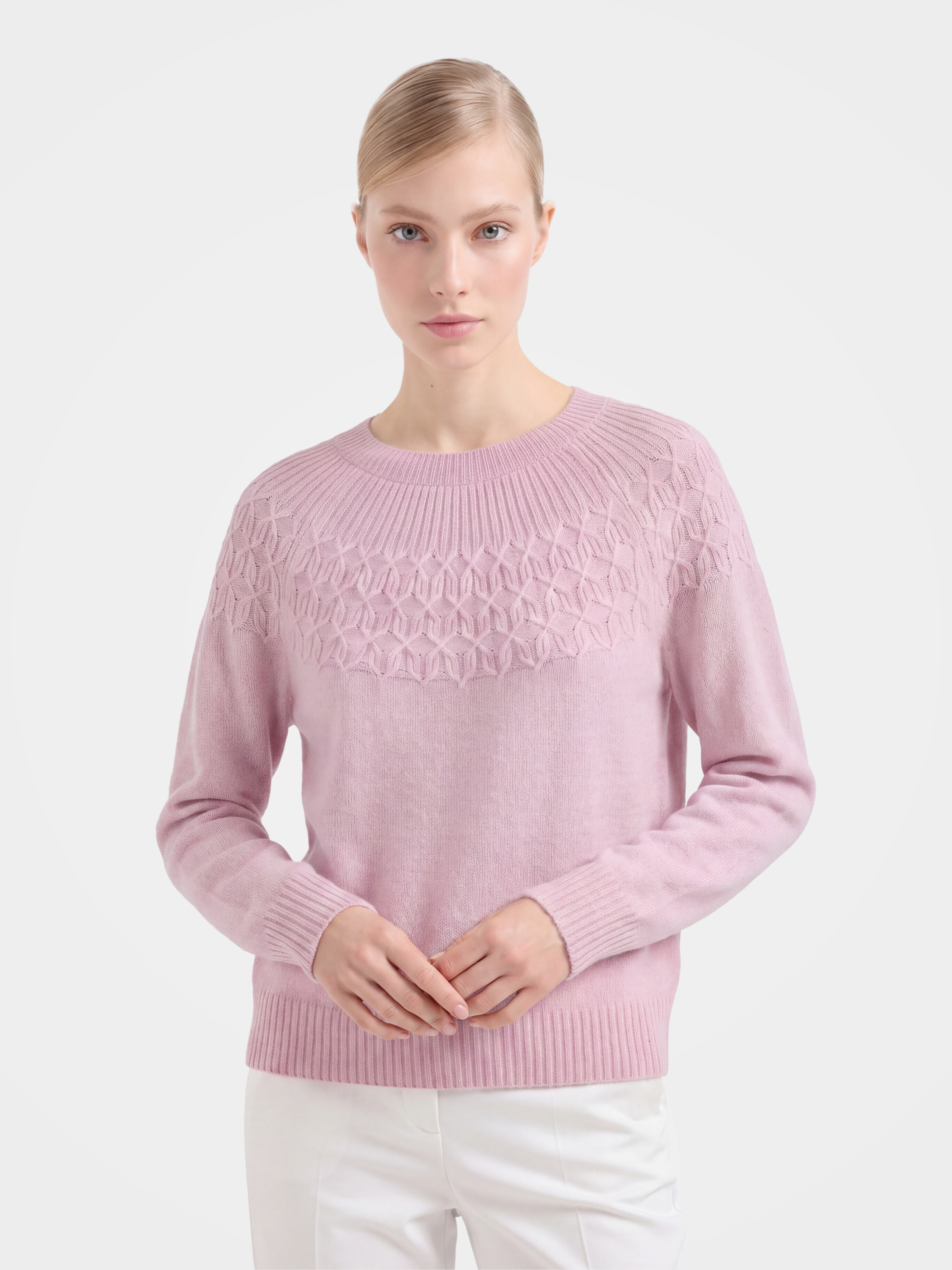 Pre-Order | Wool Crew Neck Sweater Soft Diamond Knit Sweater (10-14 Business Days)
