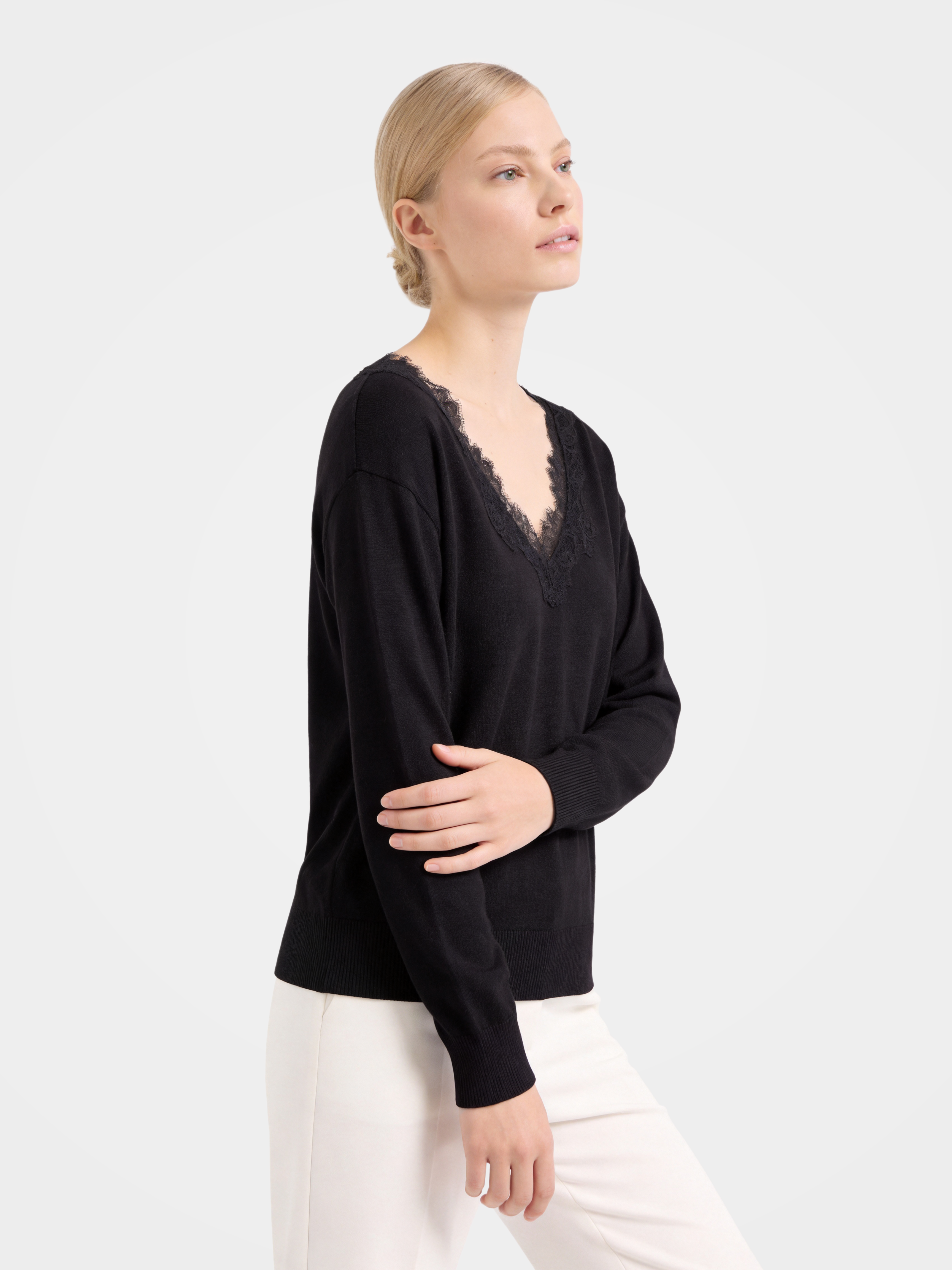 Pre-Order | 100% Wool V Neck Sweater Soft Lace Fit Knit (10-14 Business Days)