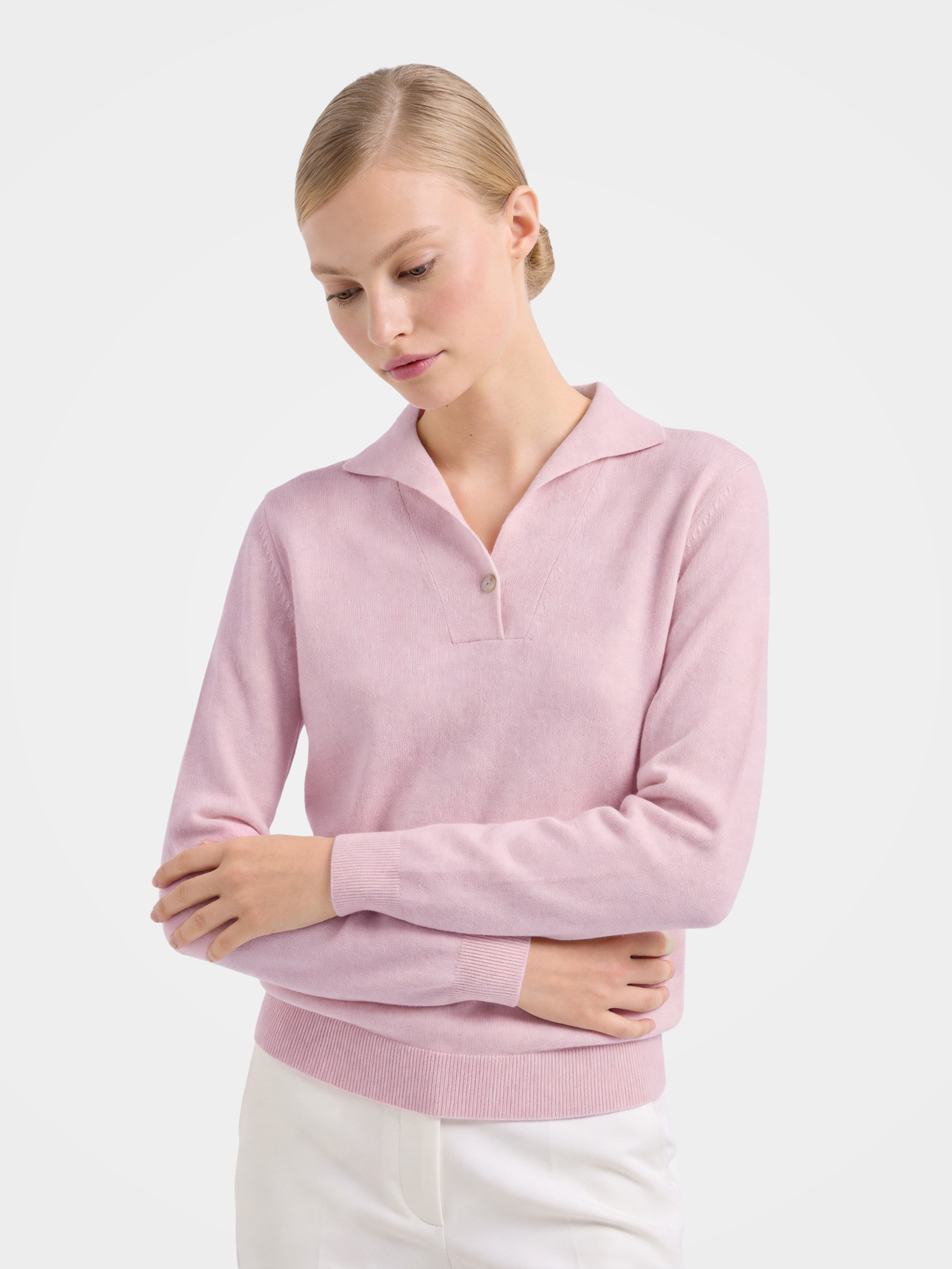 Pre-Order | 100% Cashmere Polo Sweater Soft Knit Pullover