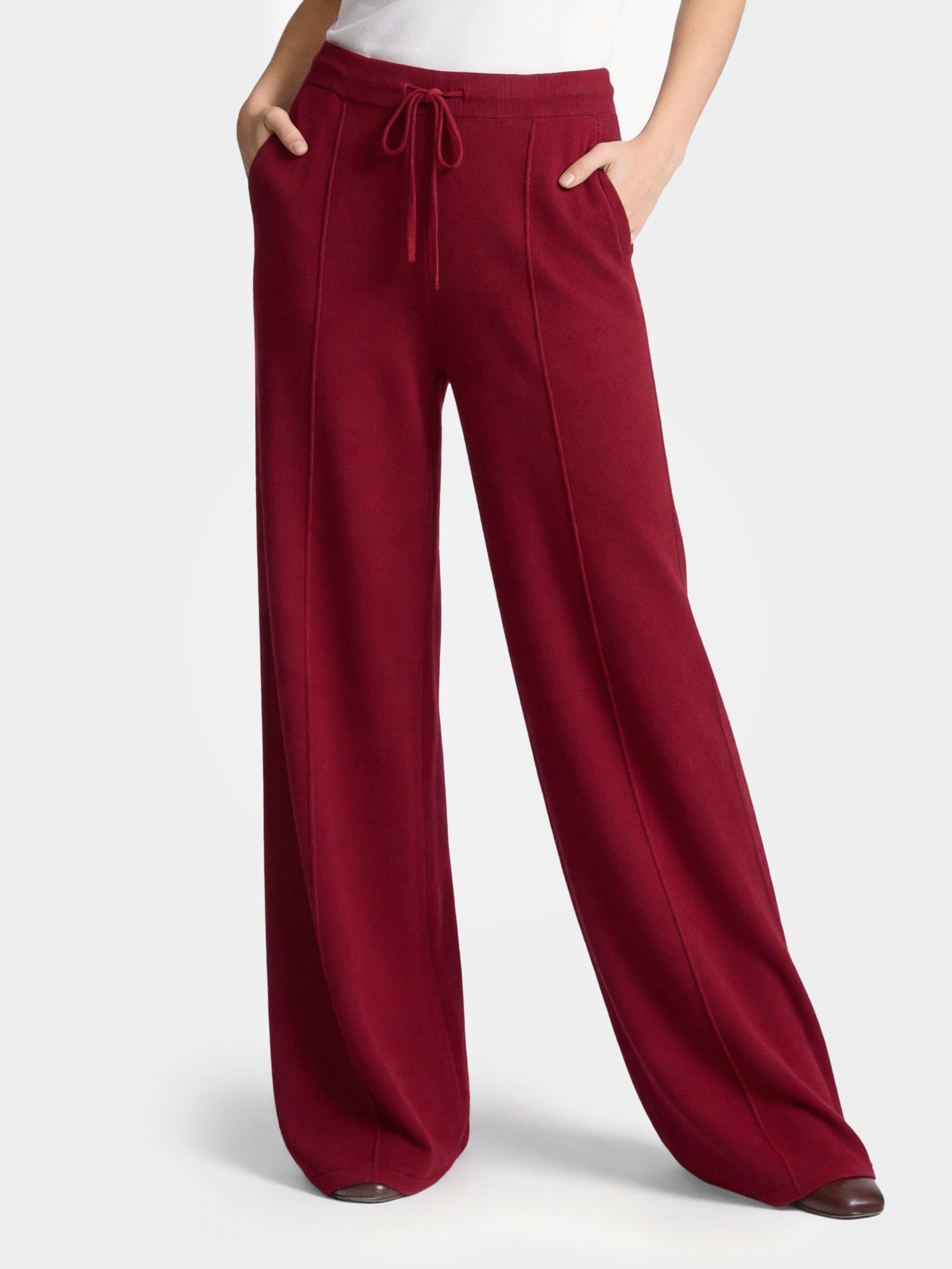Pre-Order | 100% Cashmere Straight Leg Pants Drawstring Pants (10-14 Business Days)
