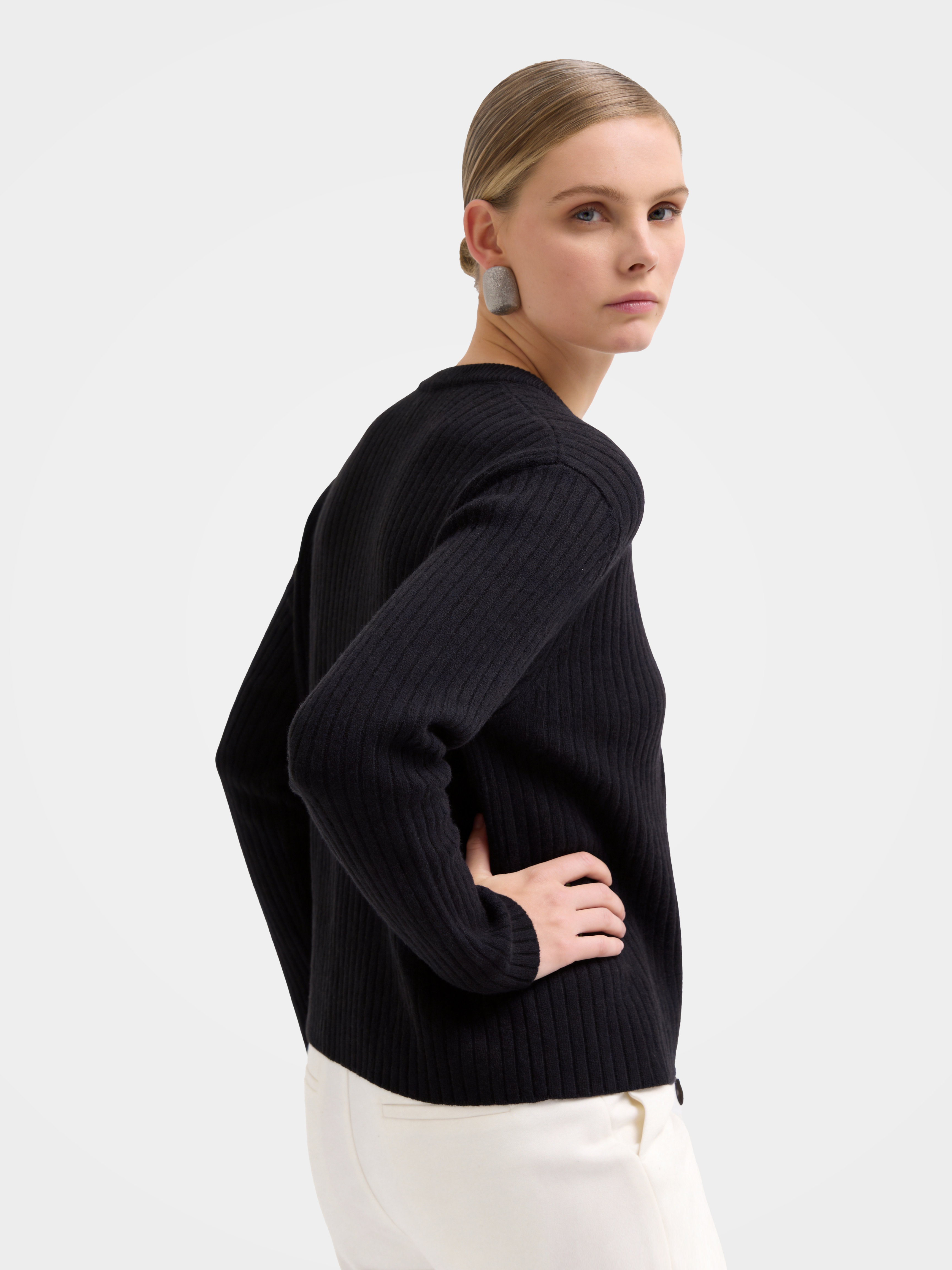 Textured 100% Mongolian Cashmere Knit Zip Cardigan