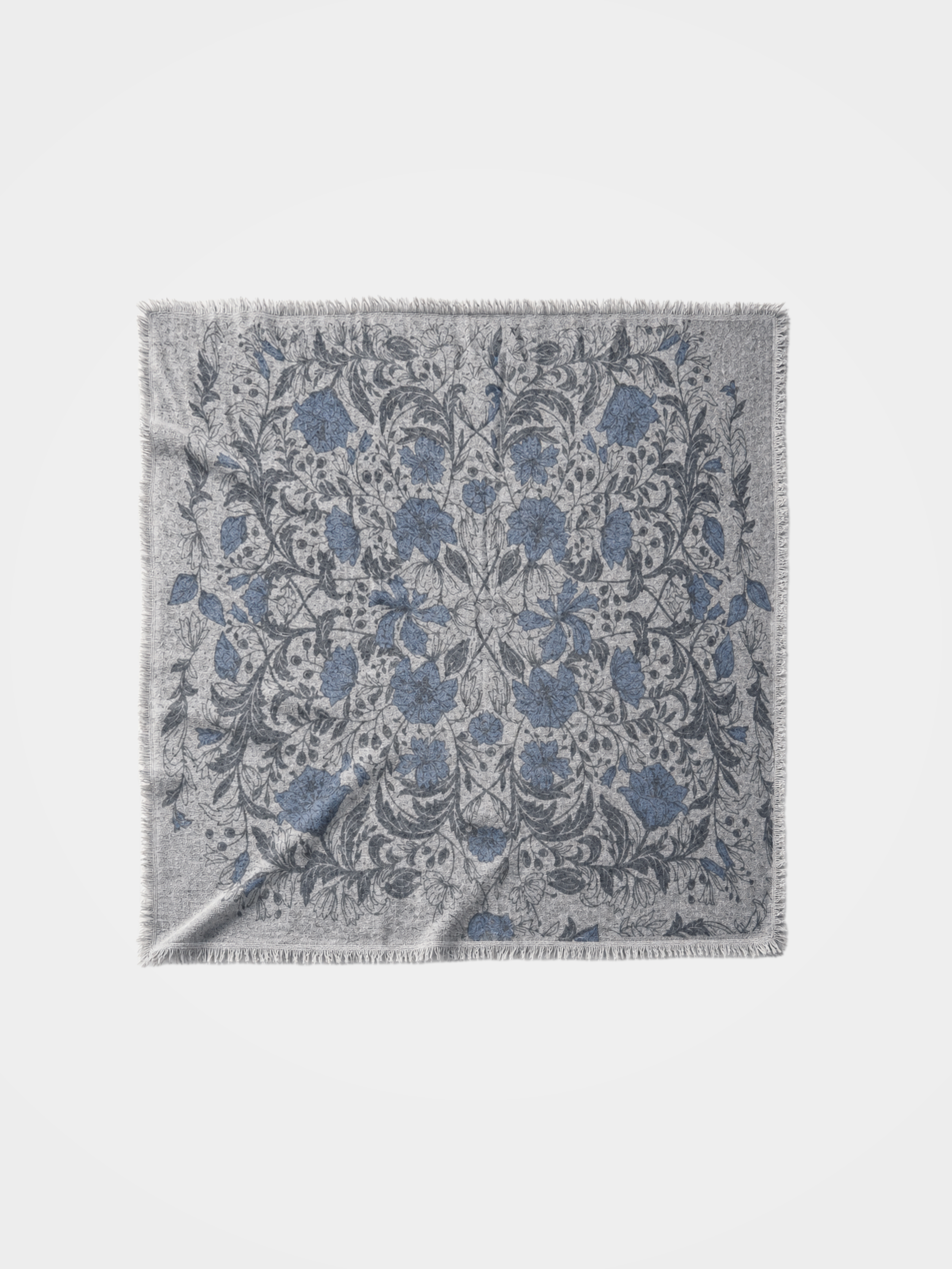 100% Cashmere Botanical Floral Print Square Scarf