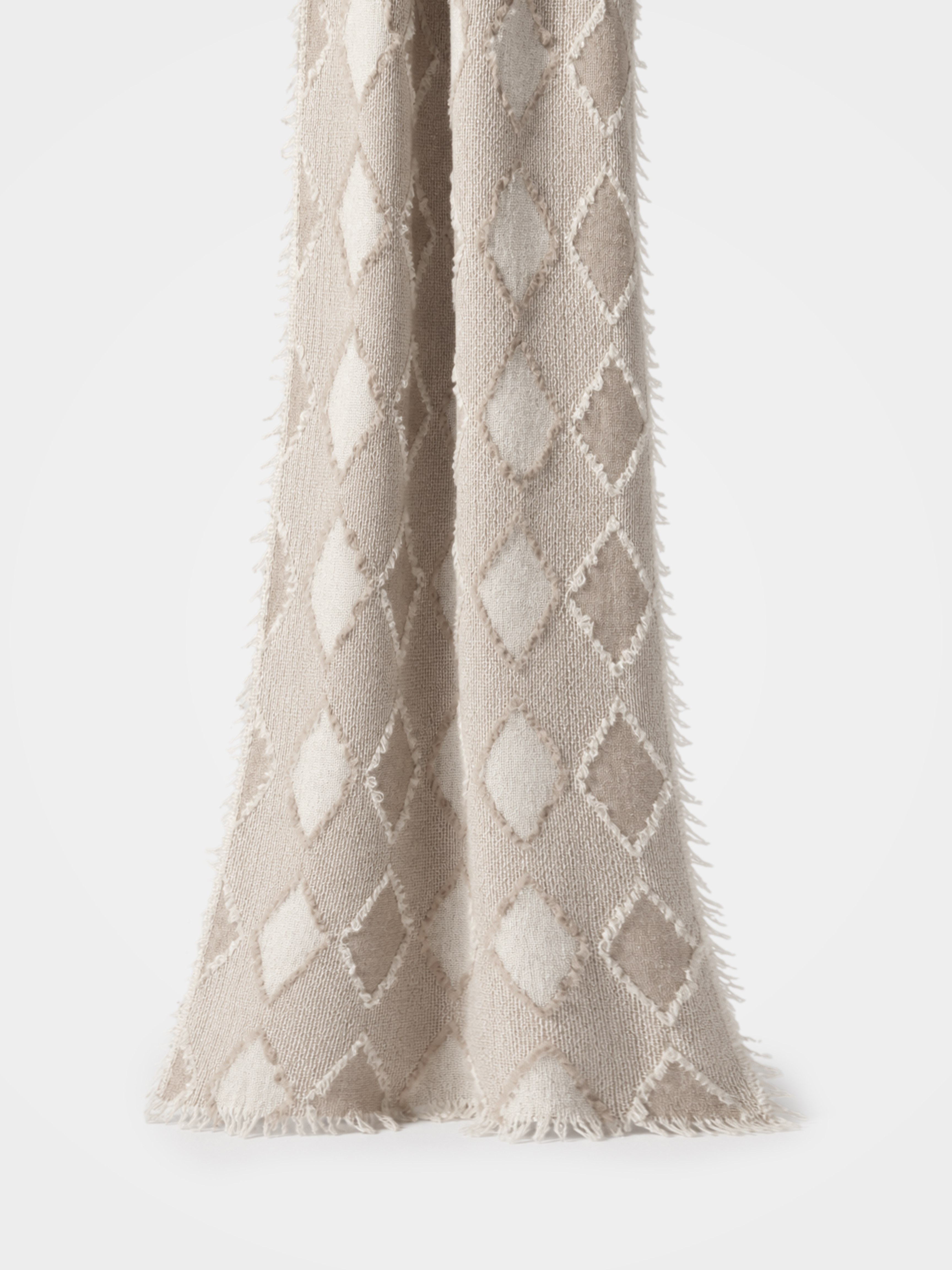 100% Cashmere Textured Argyle Fringed Timeless Scarf