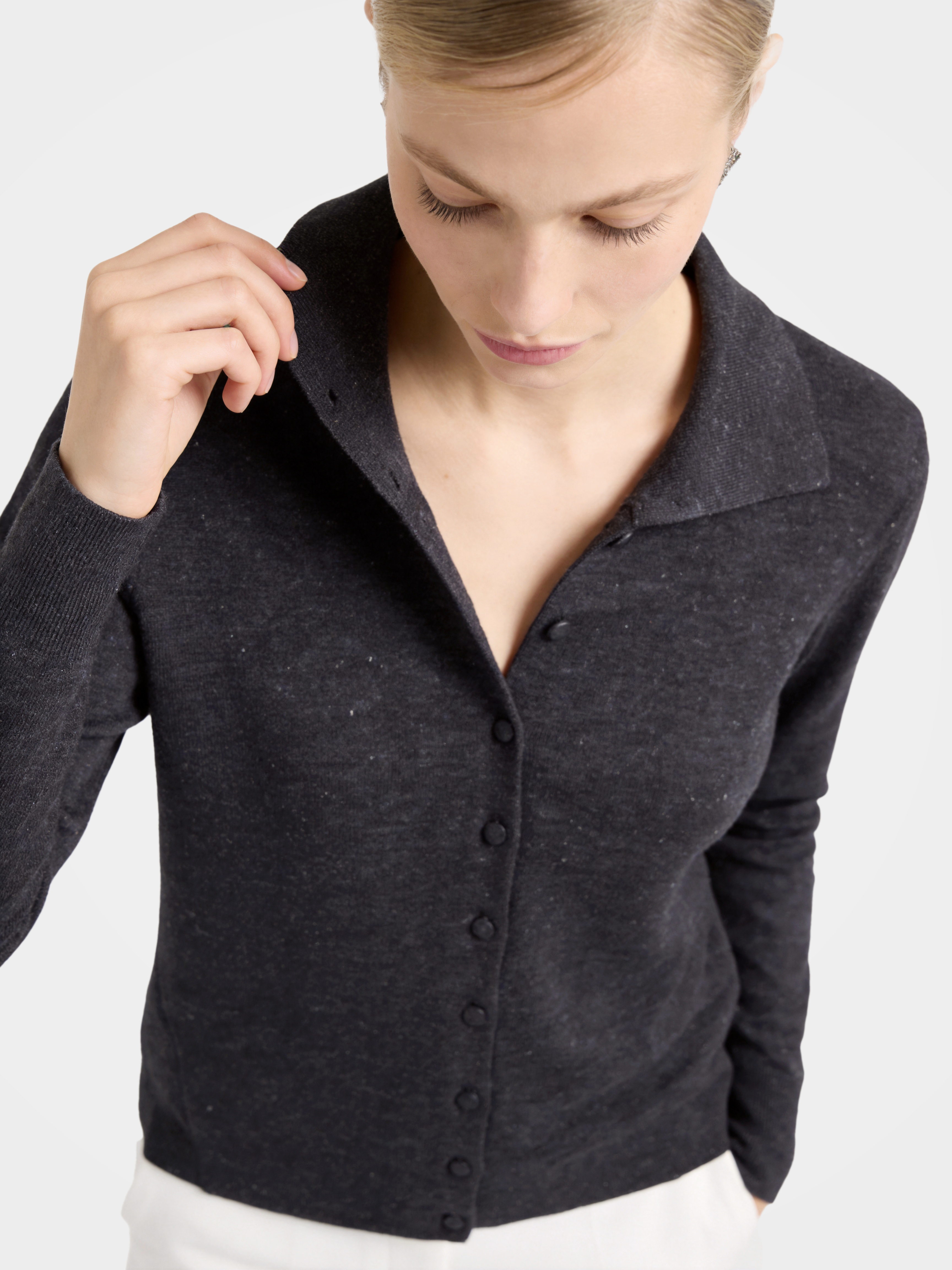 Wool Collared Sweater Soft Knit Cardigan Sweaters 
