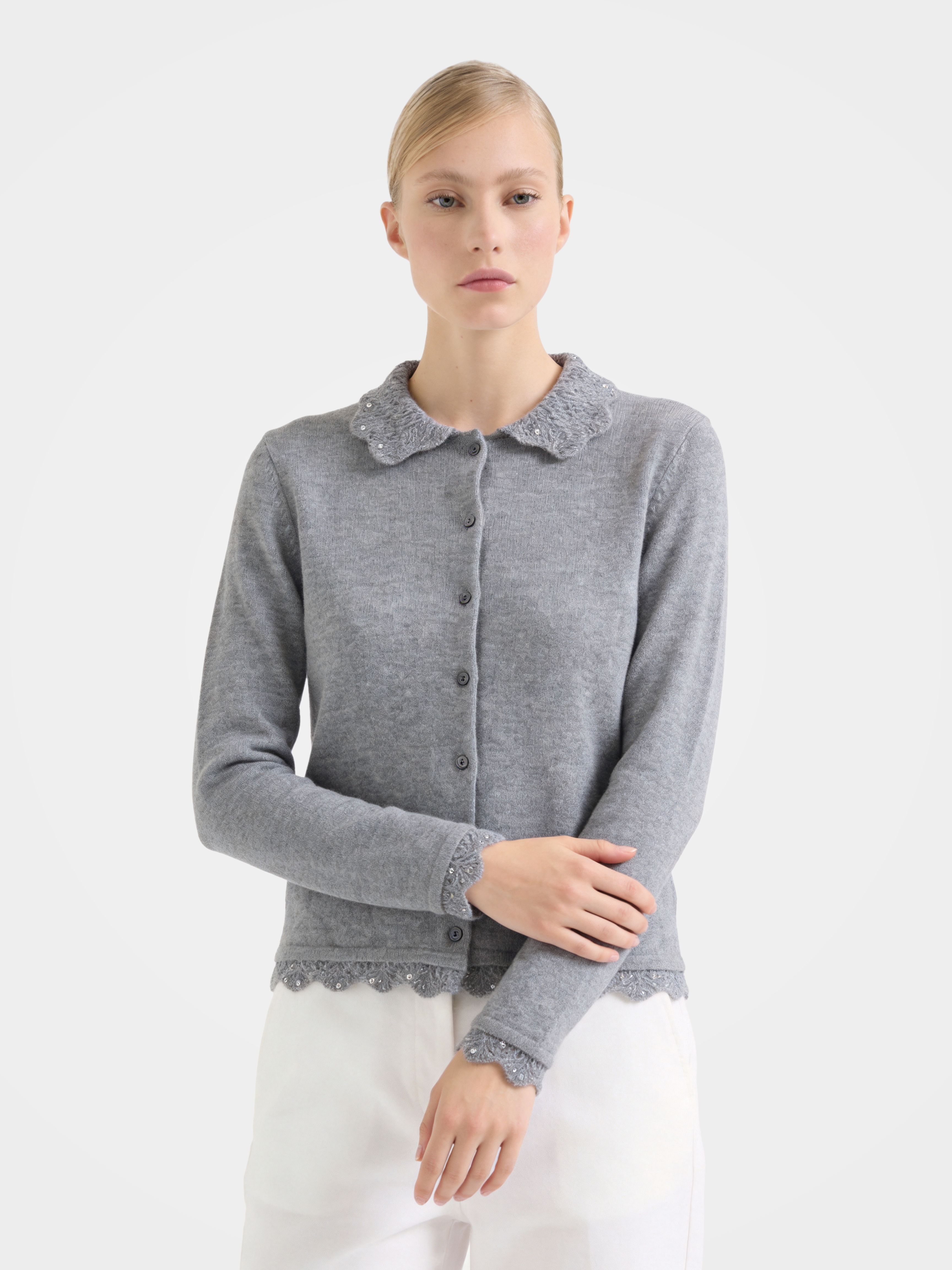  100% Cashmere Collared Soft Knit Cardigan Sweaters 