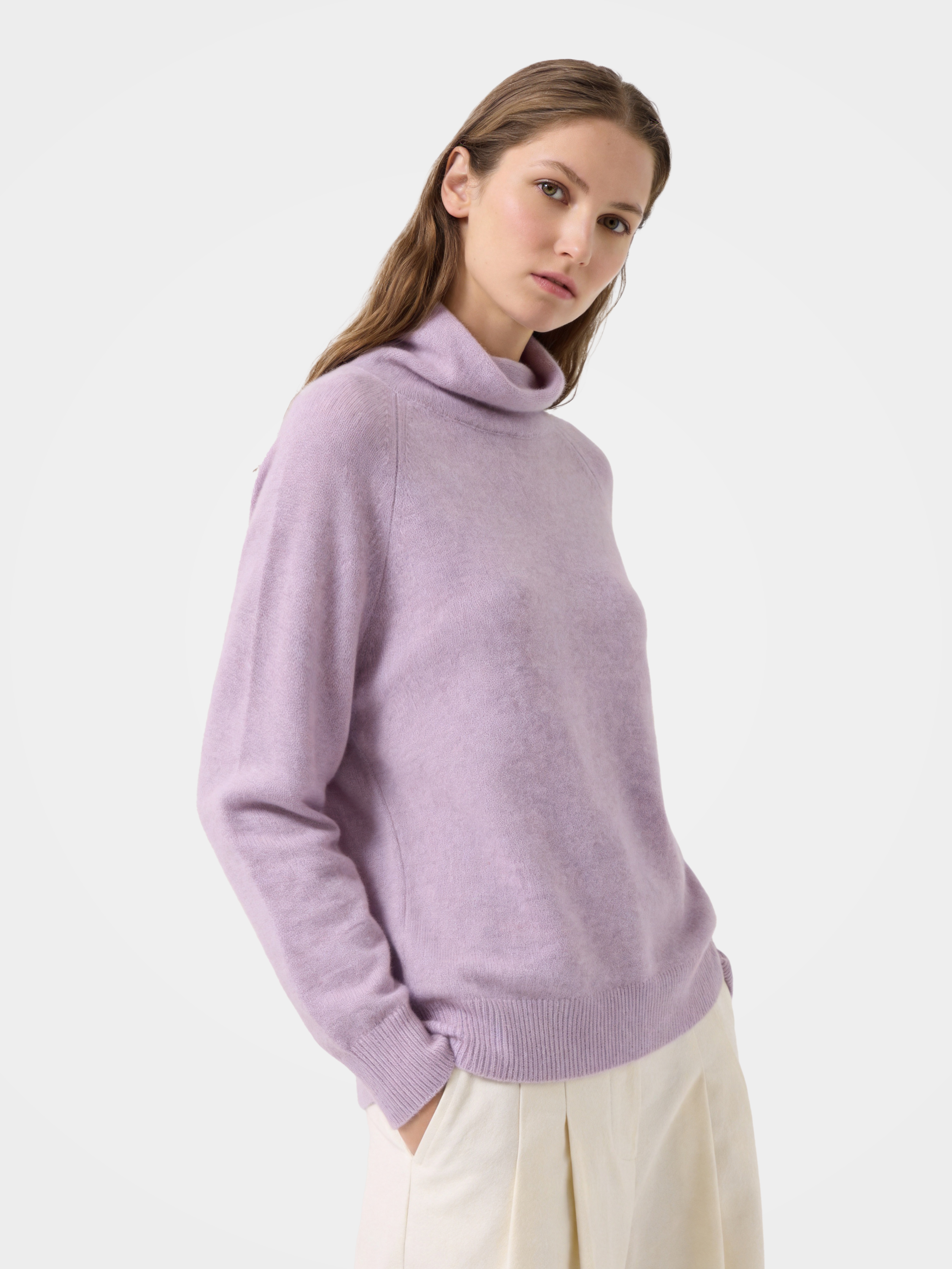 Soft Cashmere Silk Blend Turtleneck Sweater Long Sleeve Knit Pullover