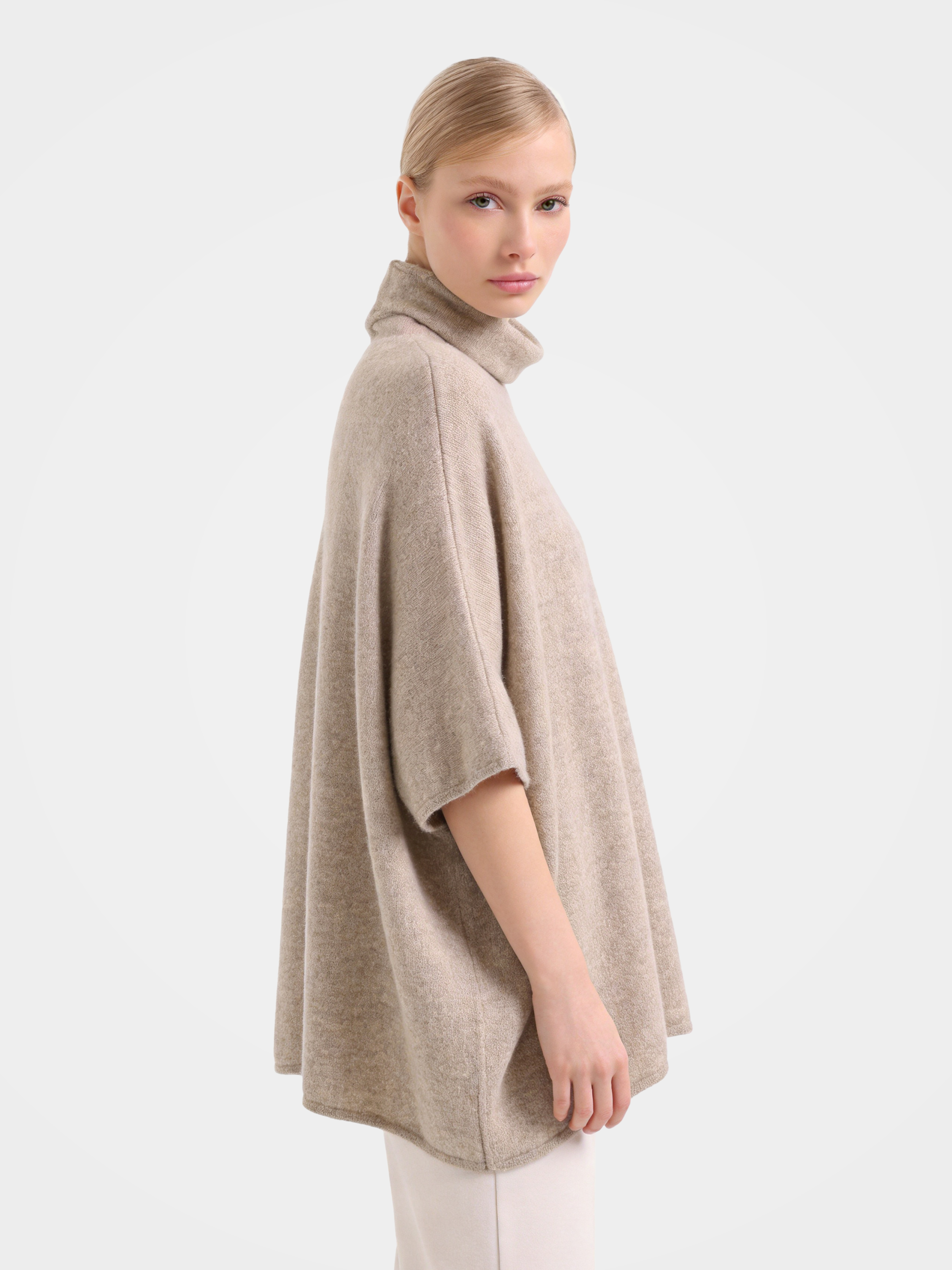 100% Cashmere Relaxed Funnel Neck Sweater